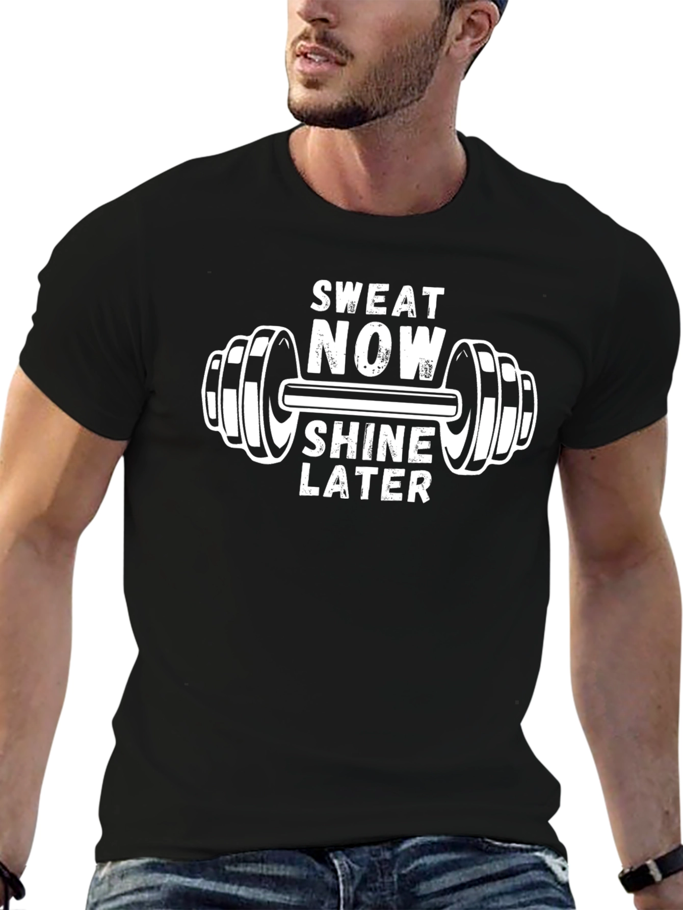 Sweat Now Shine Later Graphic T-Shirt - Gym Motivation