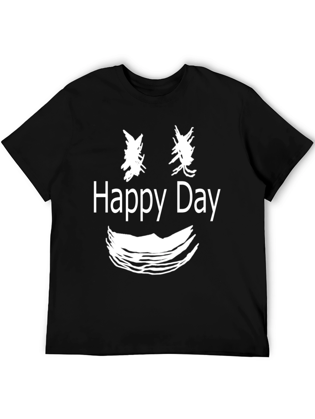 Happy Day Graphic T-Shirt - Black Cotton Tee