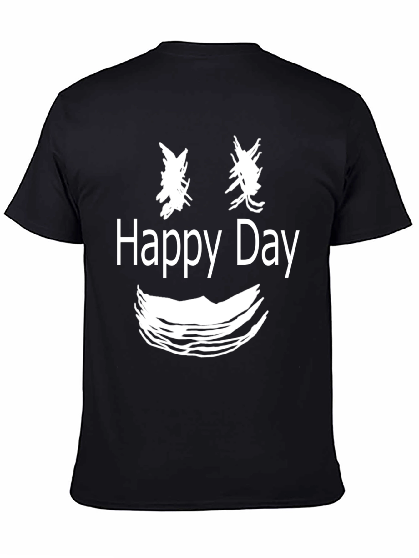 Happy Day Graphic T-Shirt - Black Cotton Tee