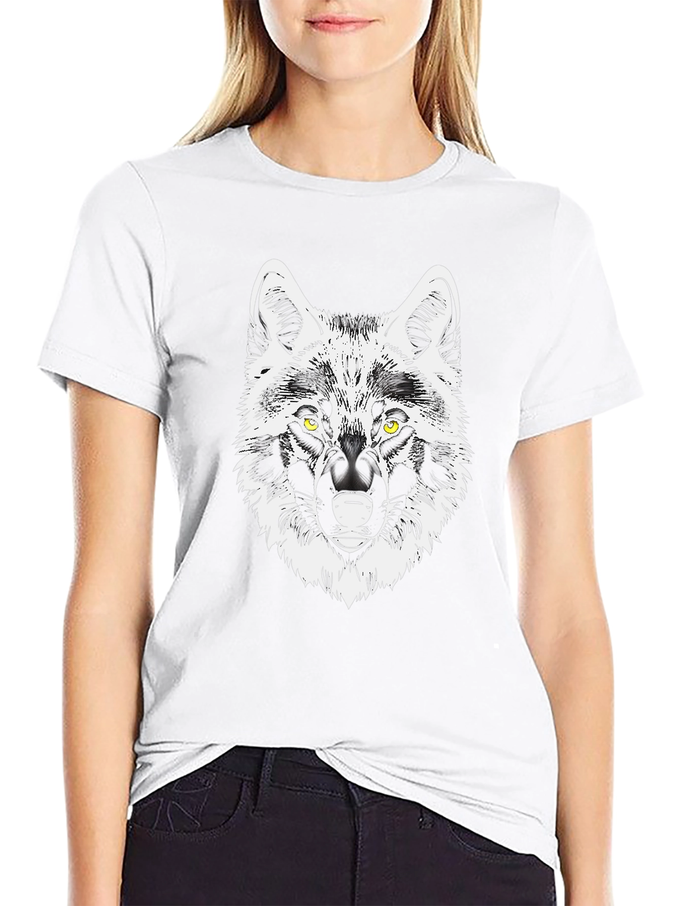 Wolf Graphic Tee - Black Cotton Blend