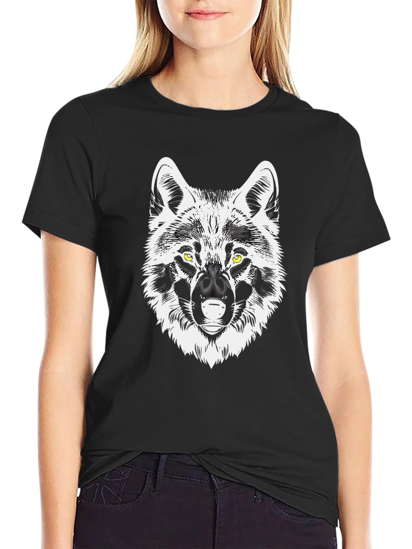 Wolf Graphic Tee - Black Cotton Blend