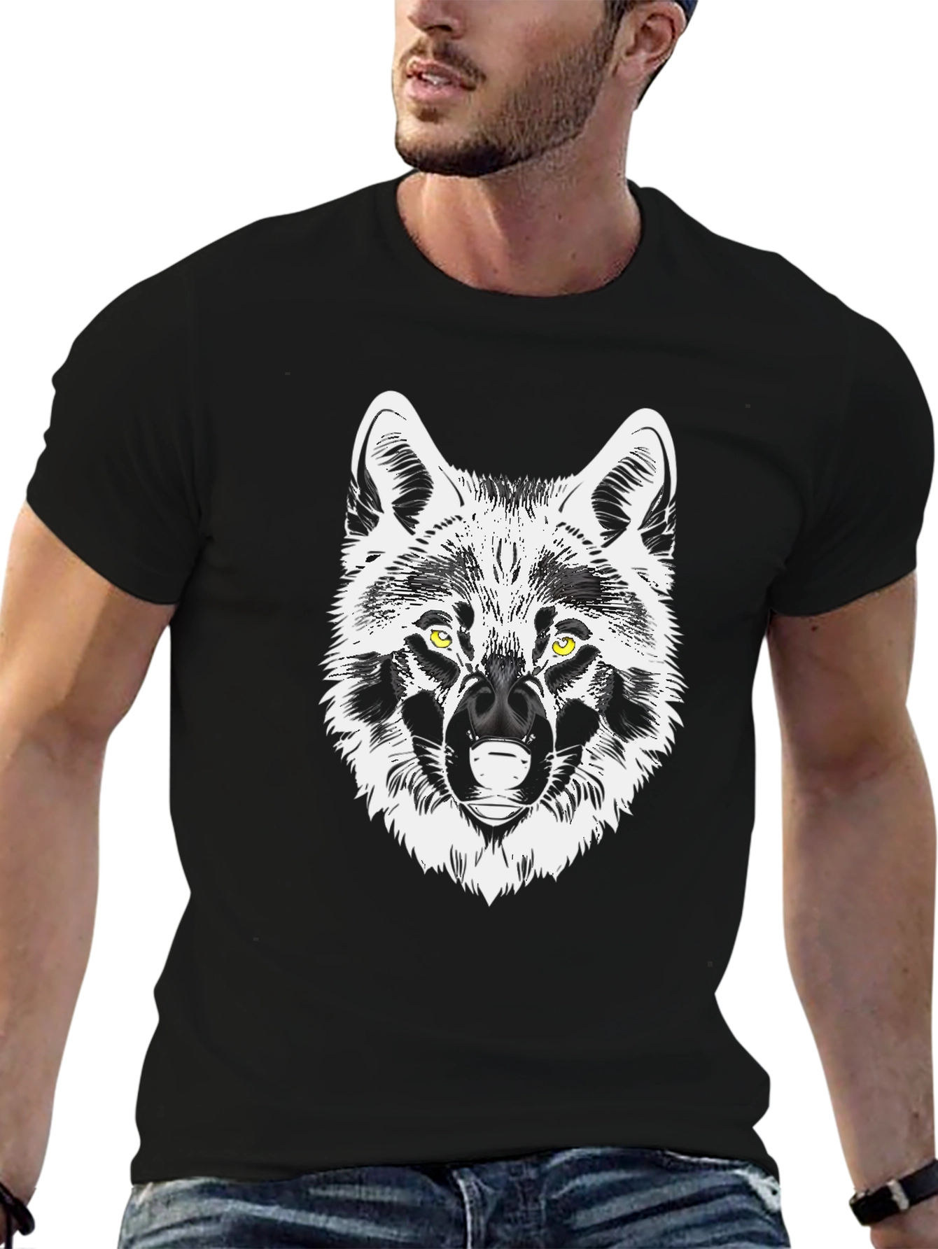 Wolf Graphic Tee - Black Cotton Blend