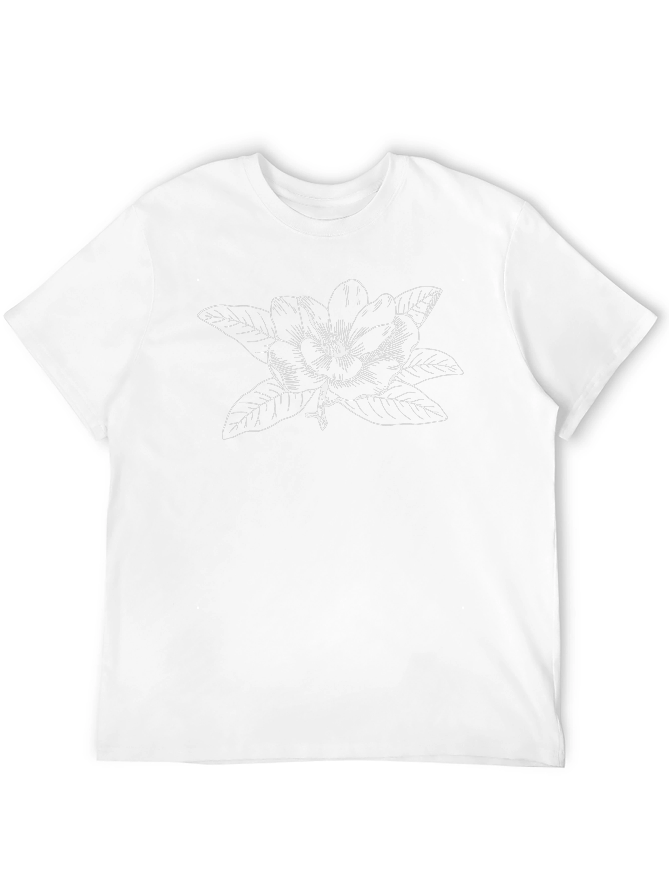 Black T-Shirt with Magnolia Flower Graphic