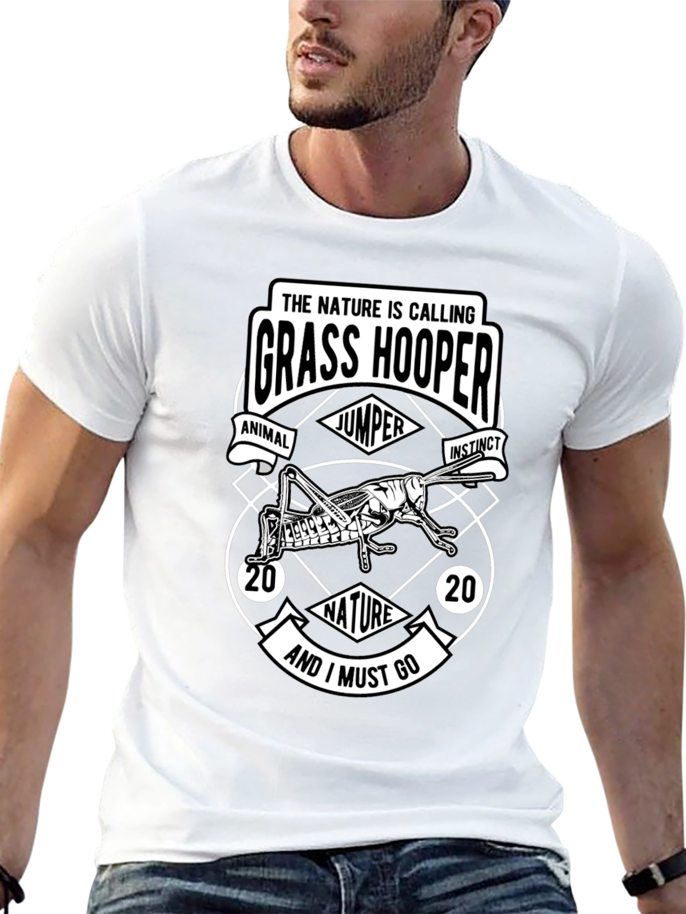 Nature Calling Grass Hopper Graphic T-Shirt