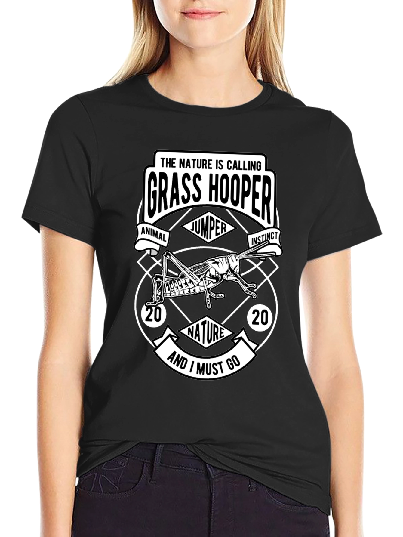 Nature Calling Grass Hopper Graphic T-Shirt
