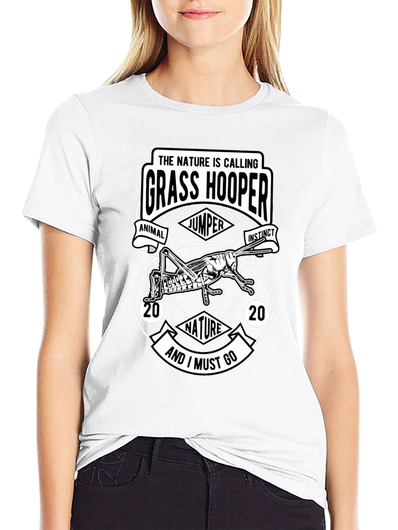 Nature Calling Grass Hopper Graphic T-Shirt