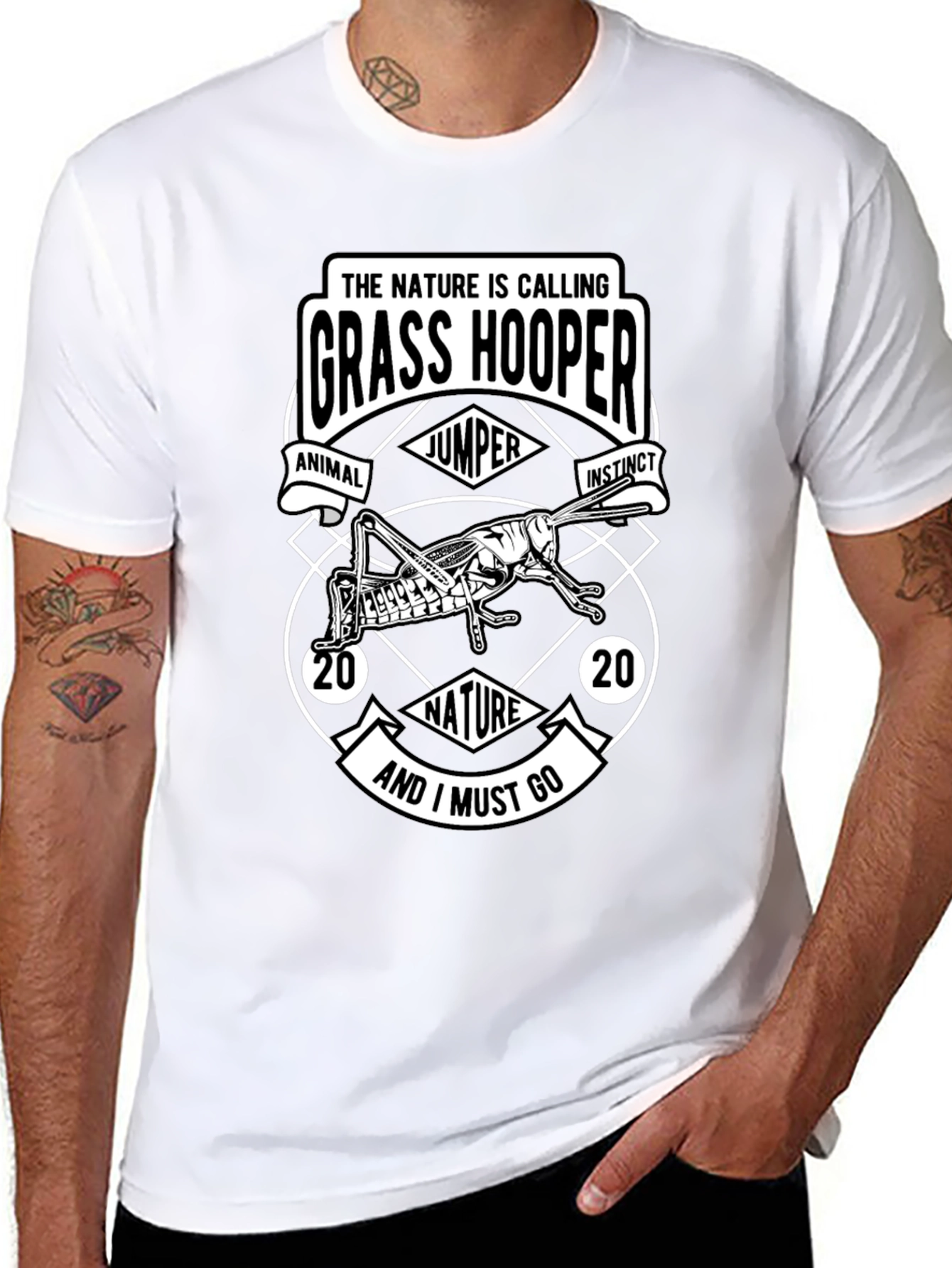 Nature Calling Grass Hopper Graphic T-Shirt