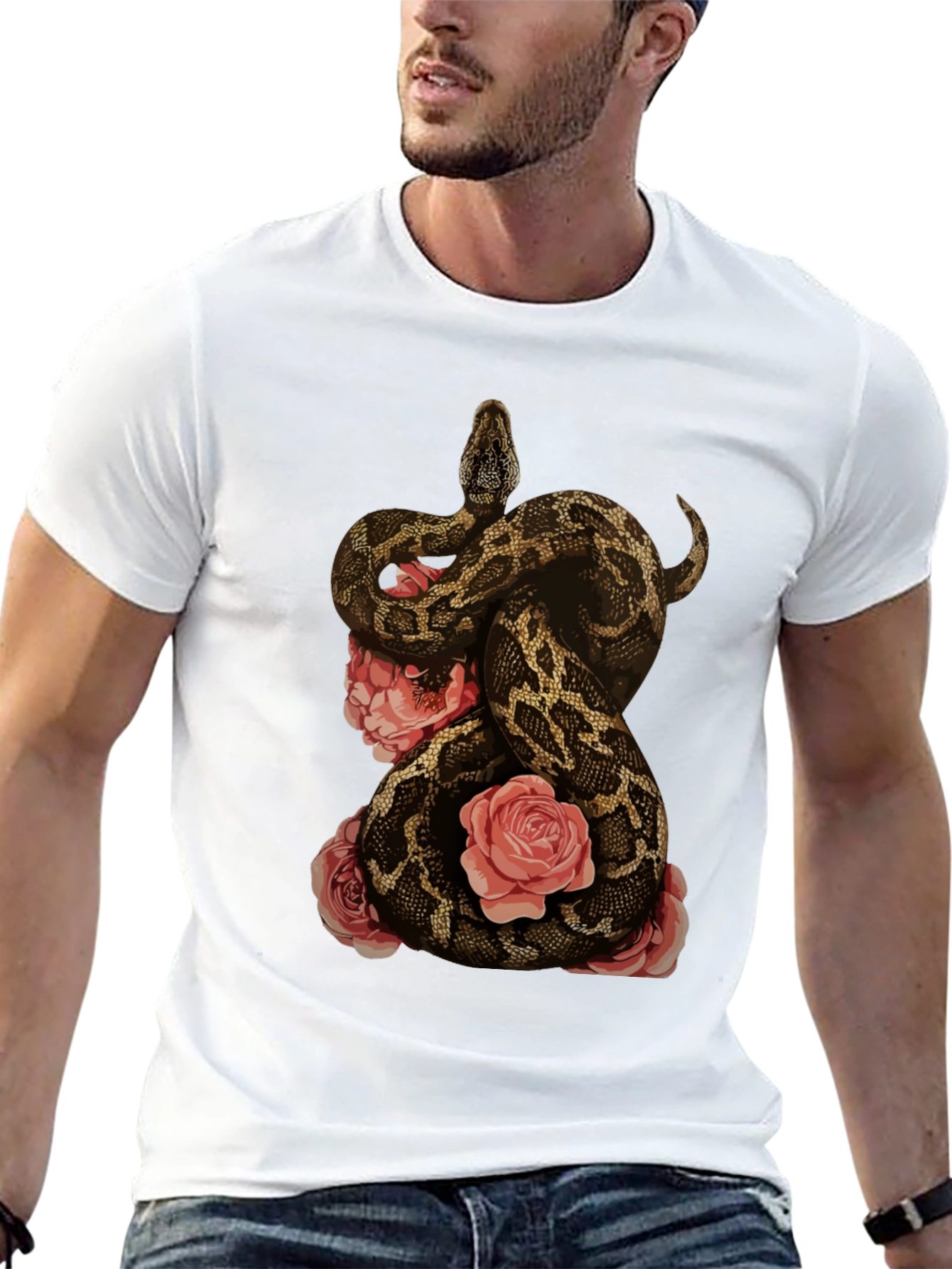 Snake and Roses Graphic T-Shirt