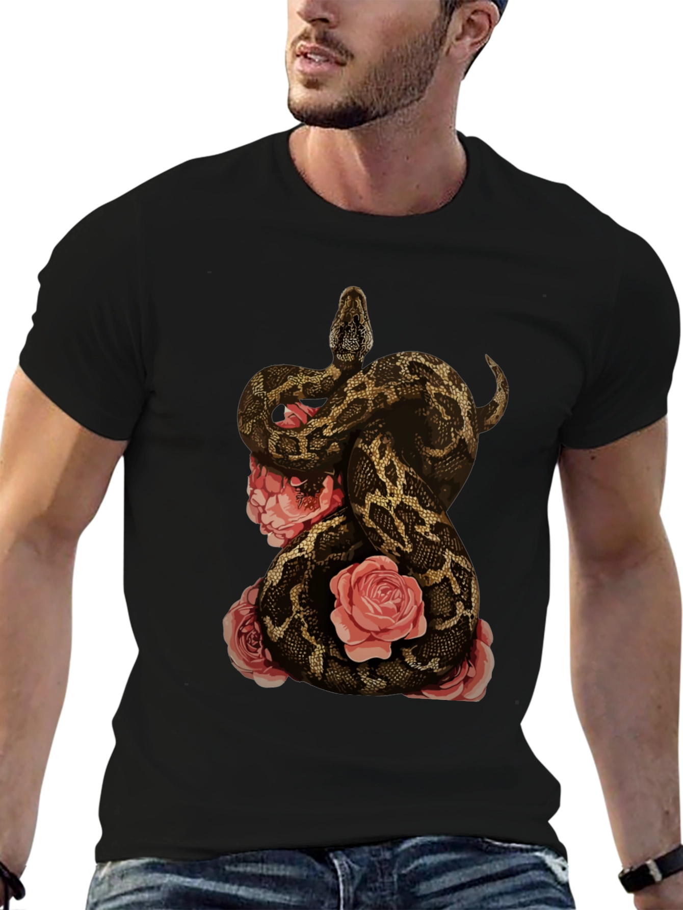 Snake and Roses Graphic T-Shirt