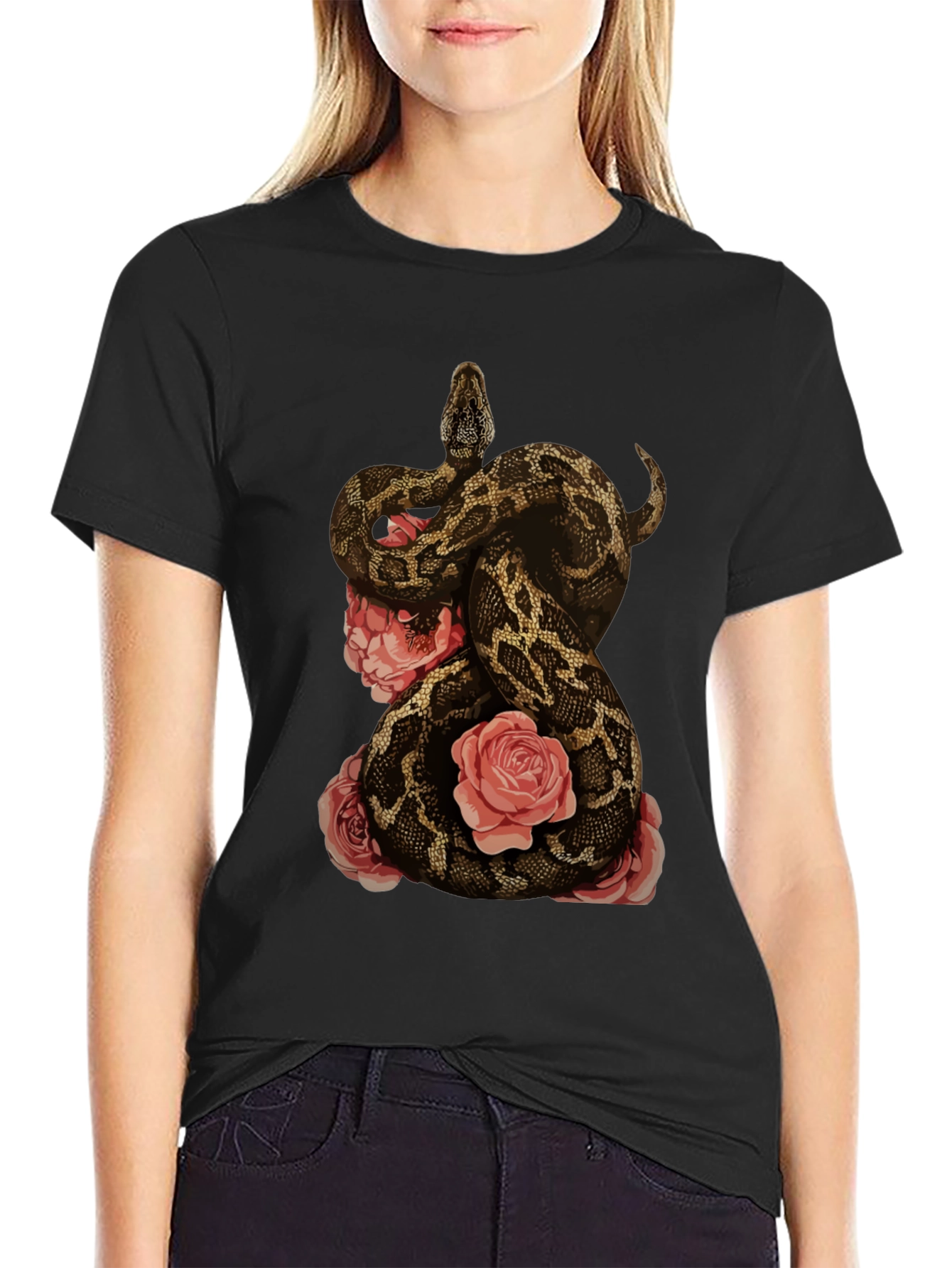 Snake and Roses Graphic T-Shirt
