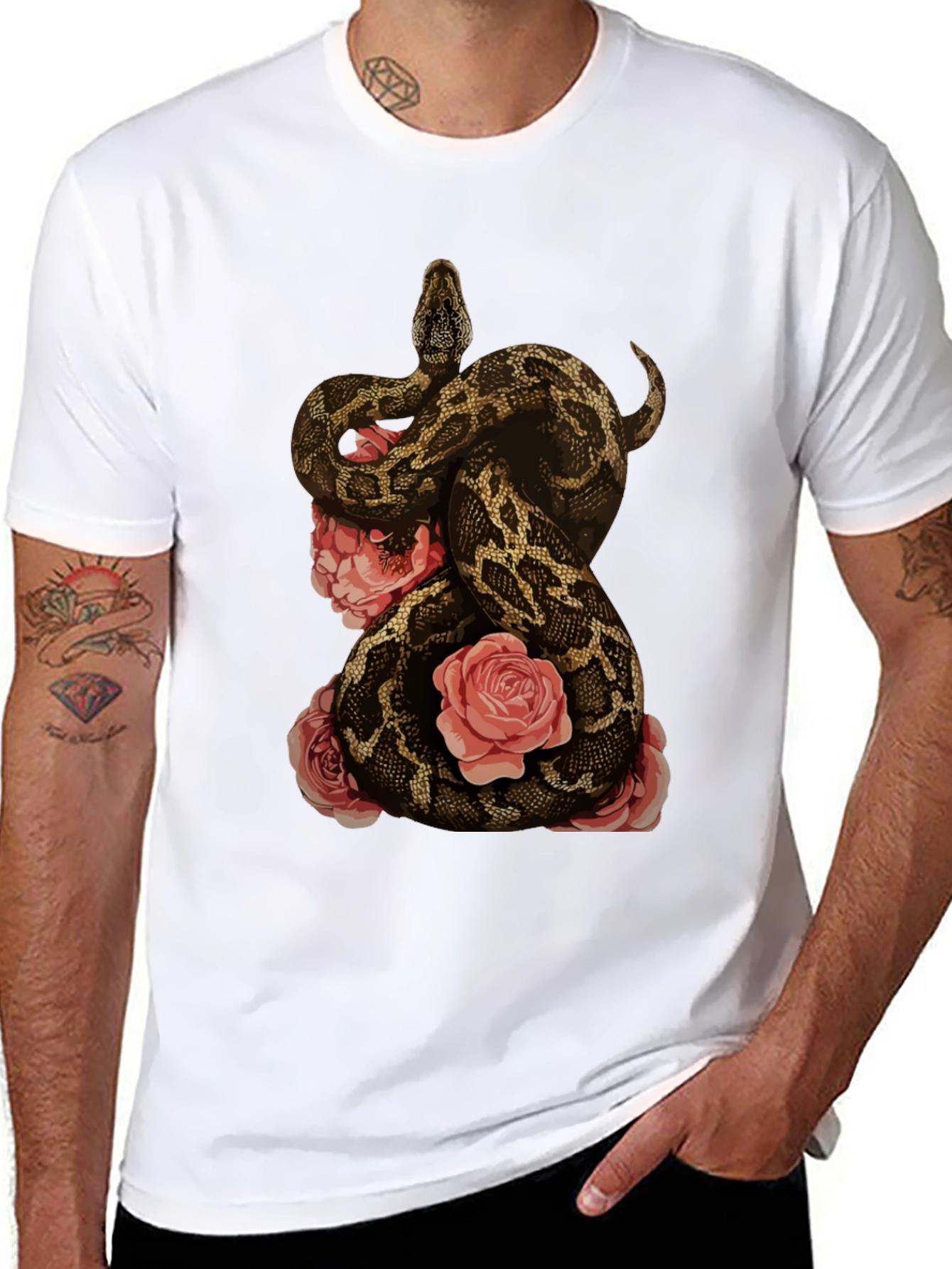 Snake and Roses Graphic T-Shirt