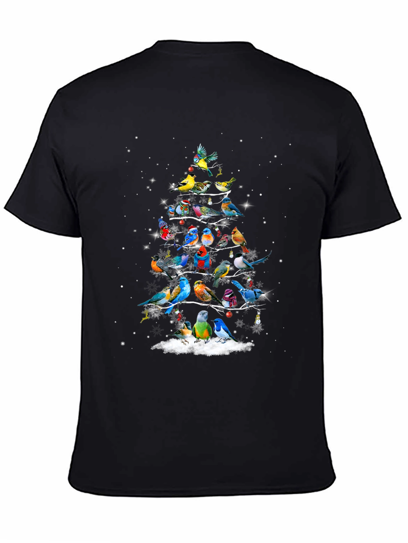 Birds Christmas Tree Graphic T-Shirt