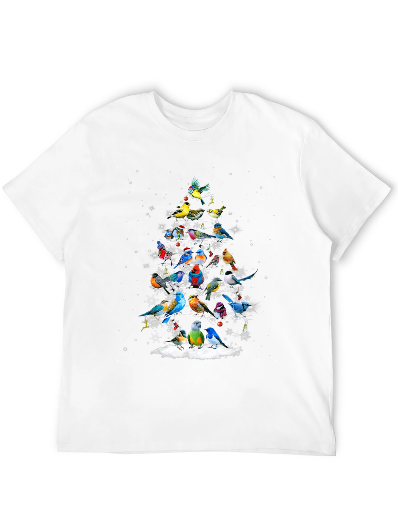 Birds Christmas Tree Graphic T-Shirt