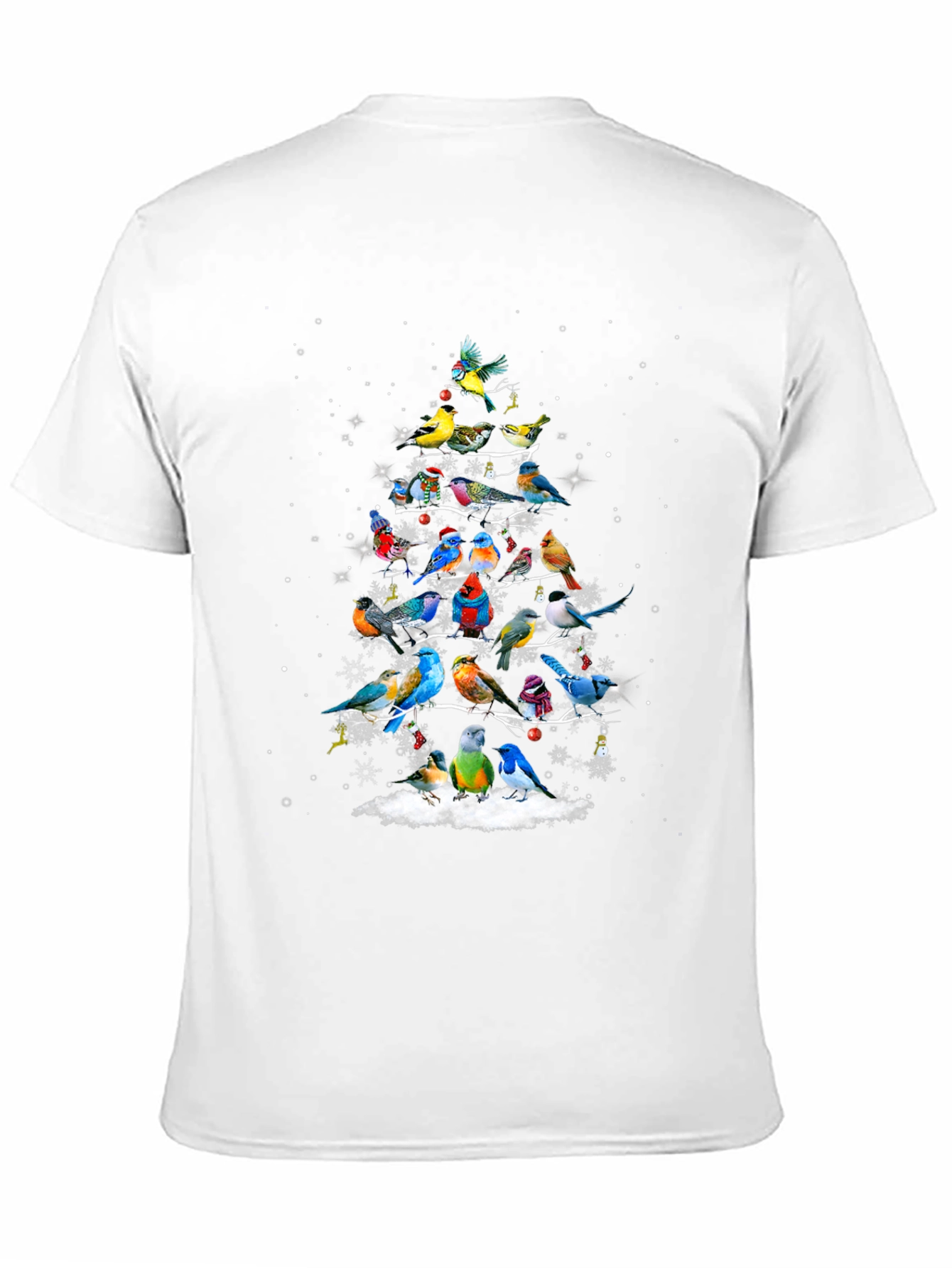 Birds Christmas Tree Graphic T-Shirt