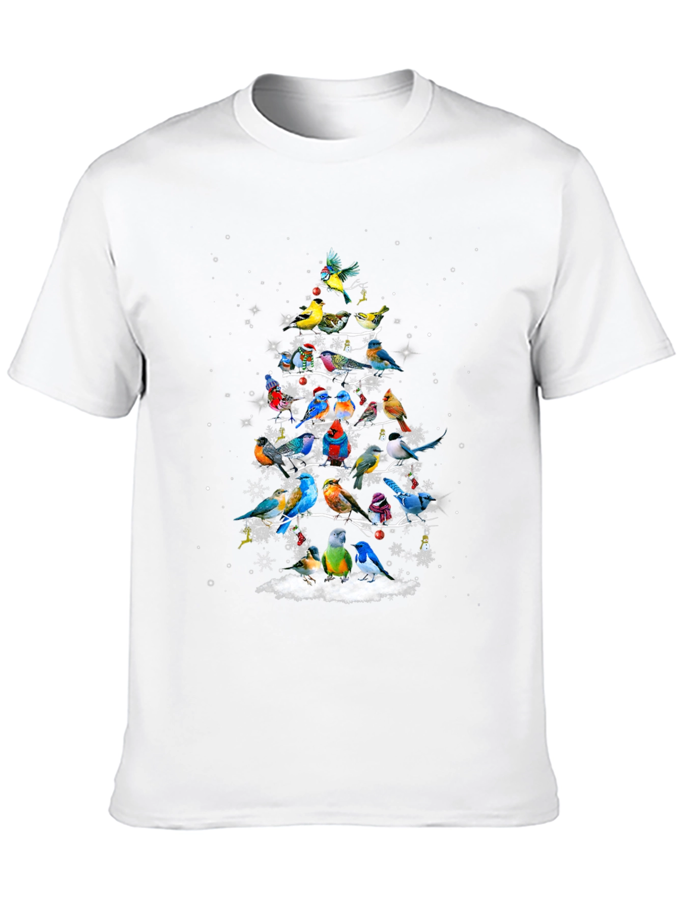Birds Christmas Tree Graphic T-Shirt