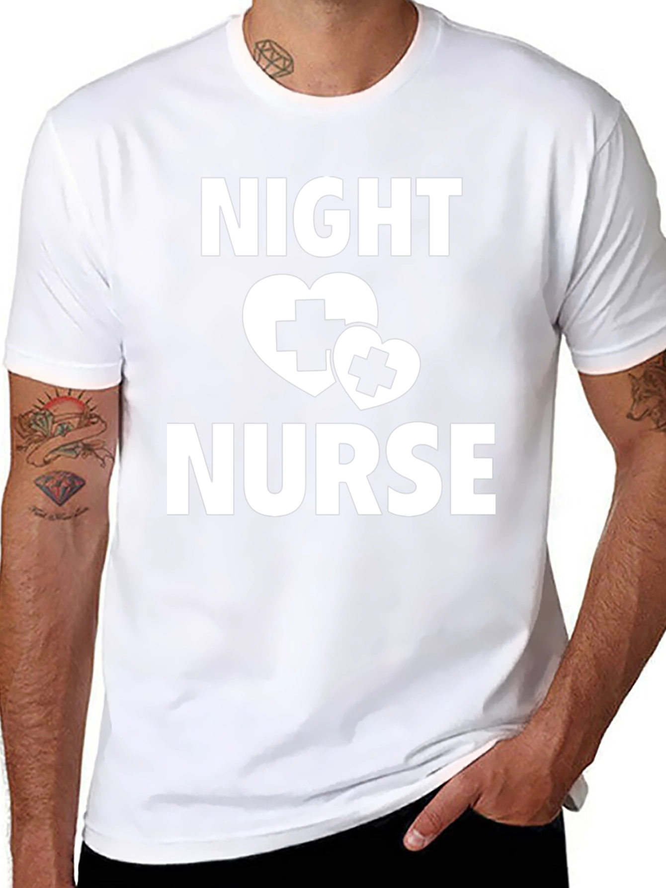 Night Nurse T-Shirt - Heart Cross Design