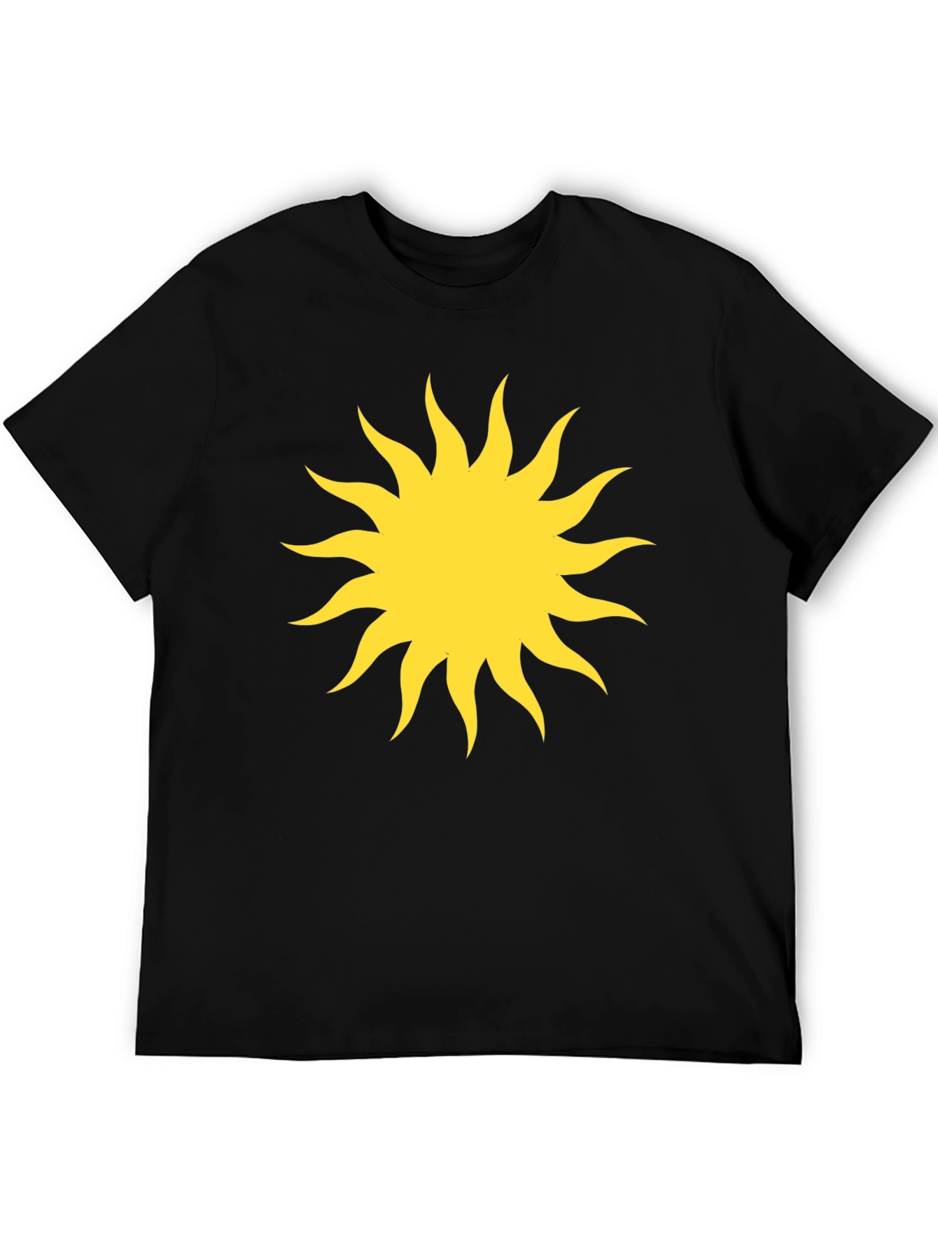 Black T-Shirt with Yellow Sun Graphic