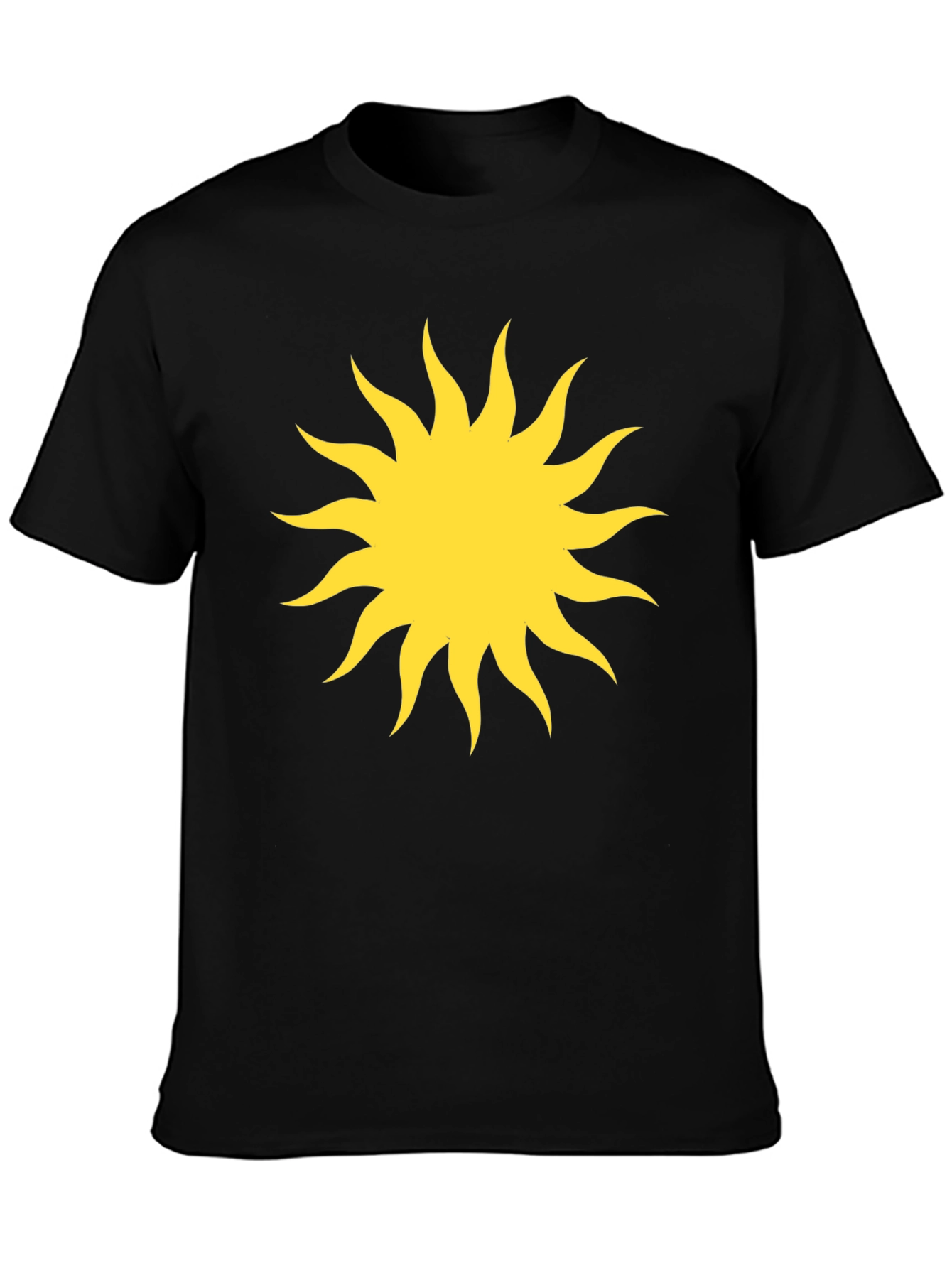 Black T-Shirt with Yellow Sun Graphic