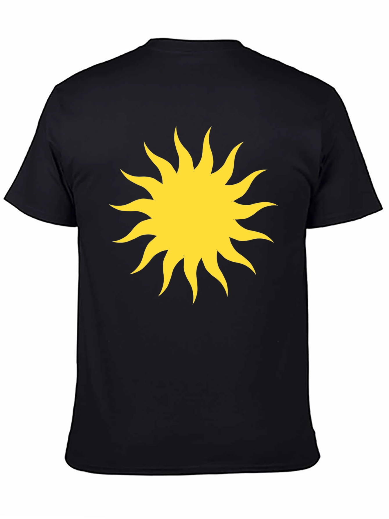 Black T-Shirt with Yellow Sun Graphic