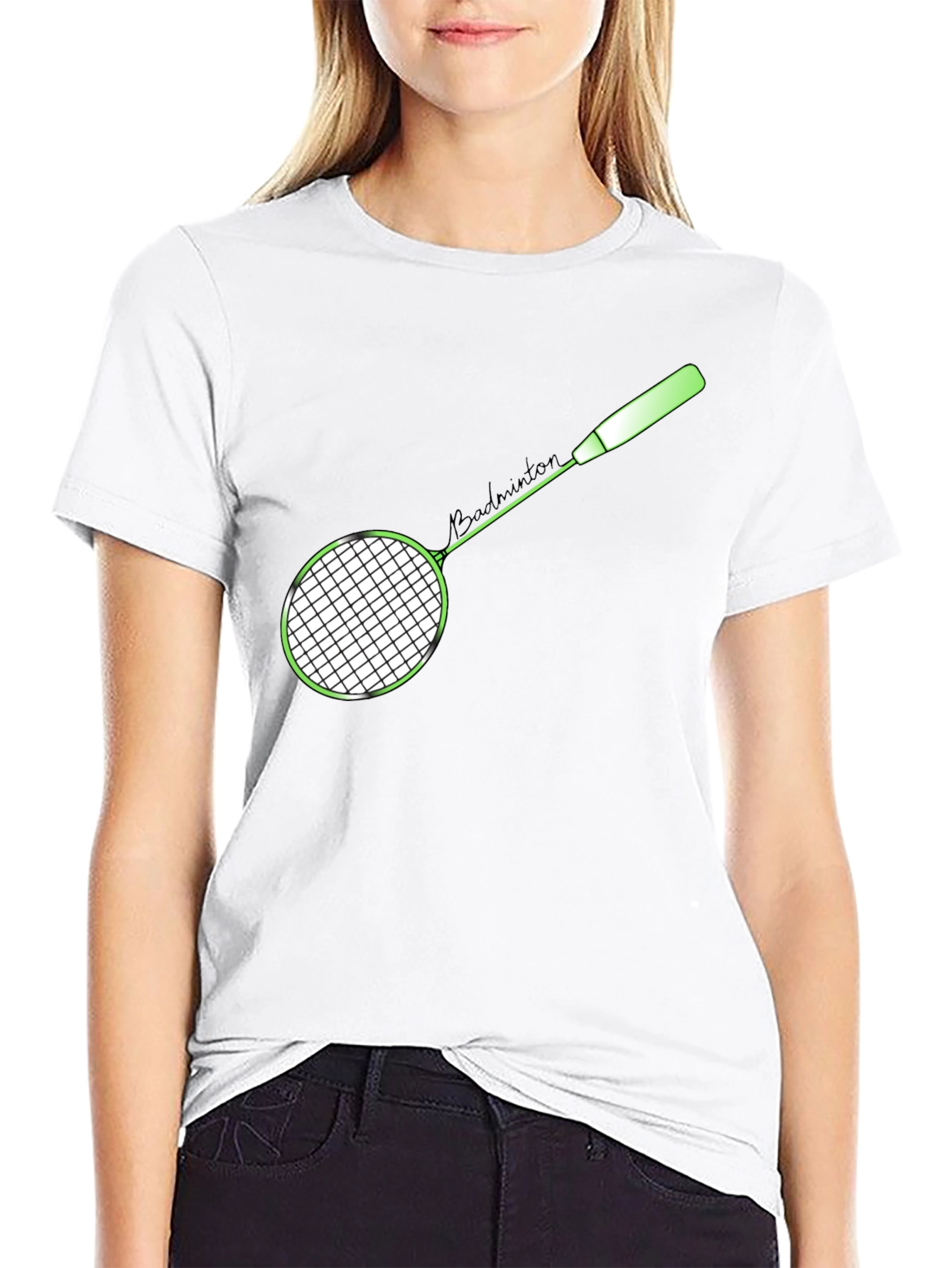 Badminton Racket Graphic T-Shirt - Sporty Casual Tee