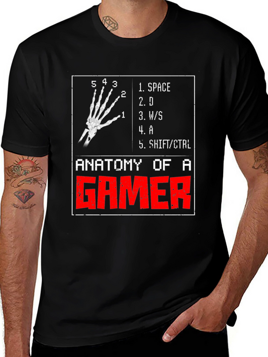 Anatomy of a Gamer Black T-Shirt - Gaming Hand Skeleton