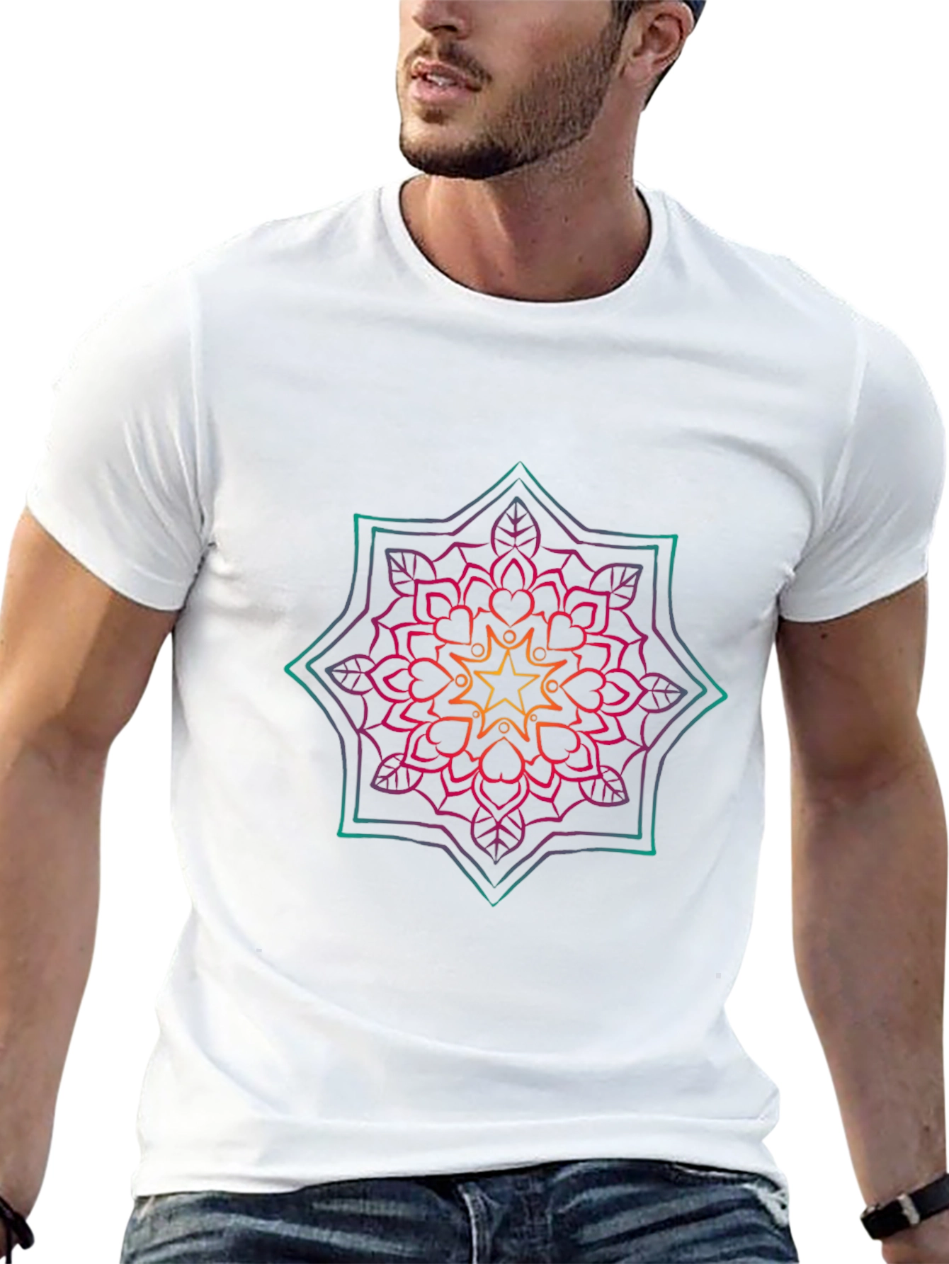Geometric Mandala Graphic Black T-Shirt