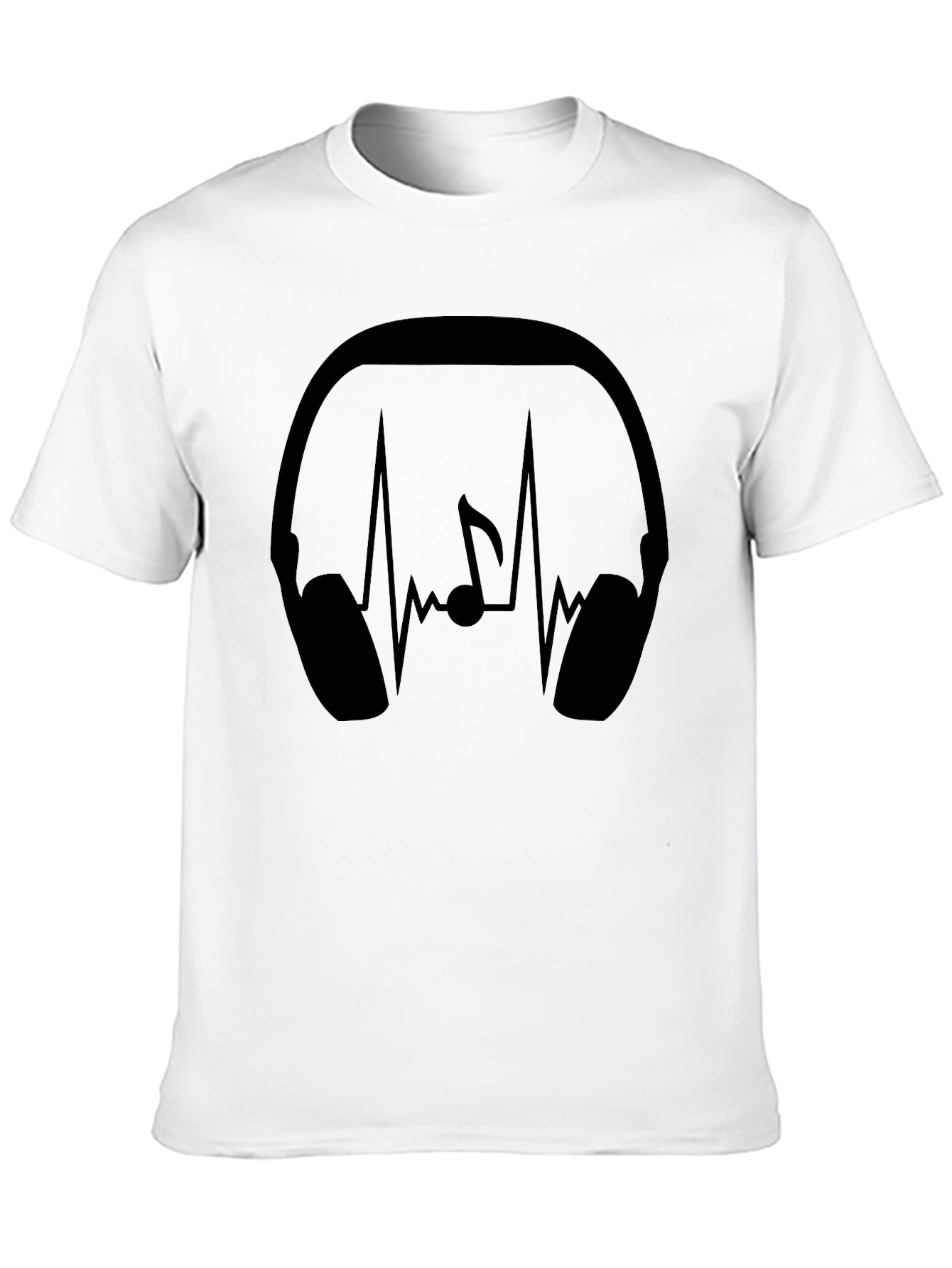 Headphone Music Note Heartbeat Black Graphic Tee