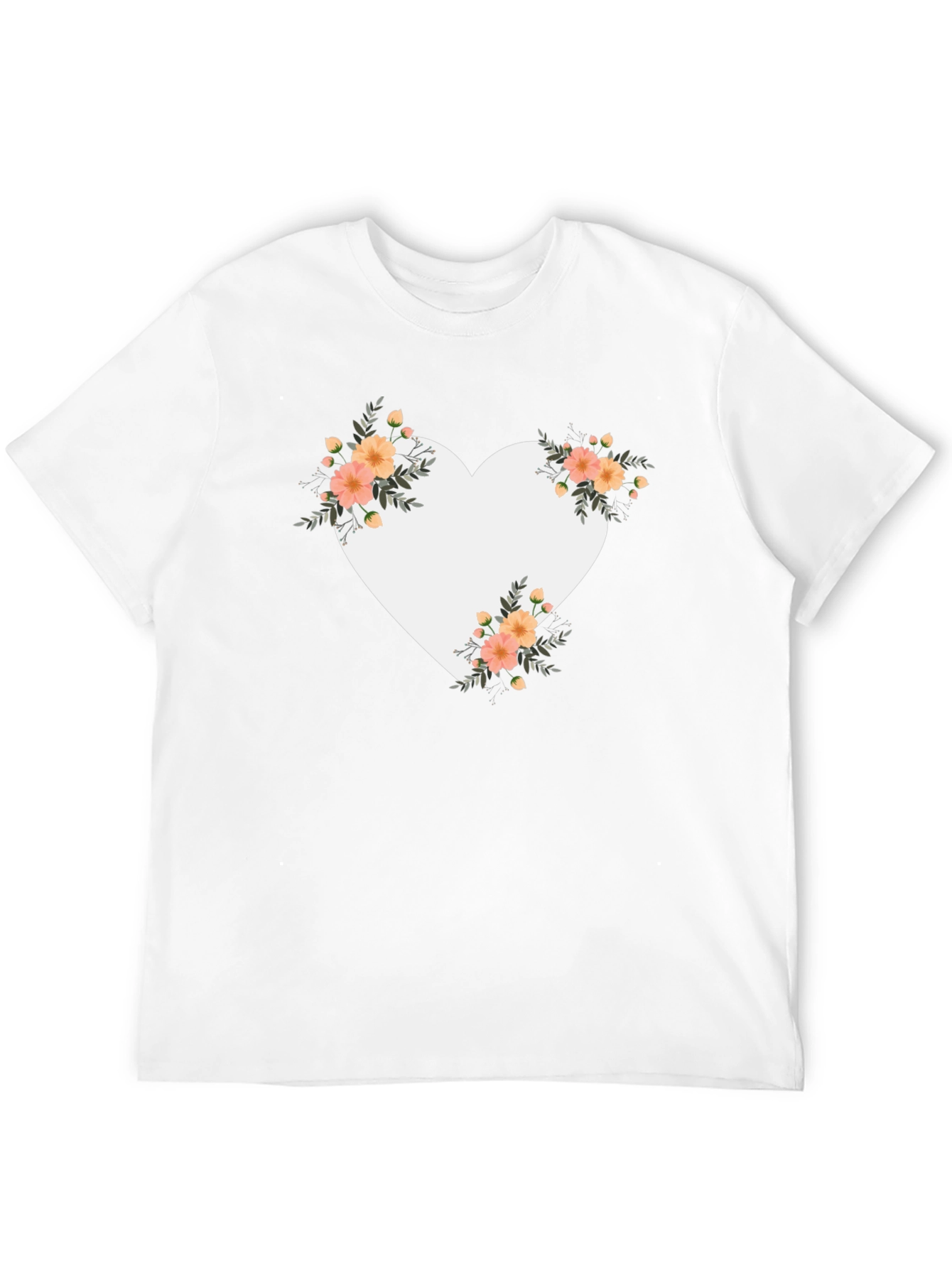 Floral Heart Graphic Black Tee