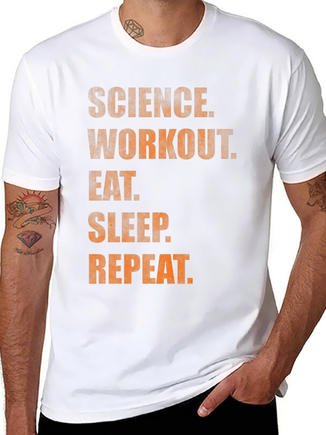 Science Workout Eat Sleep Repeat Graphic Tee