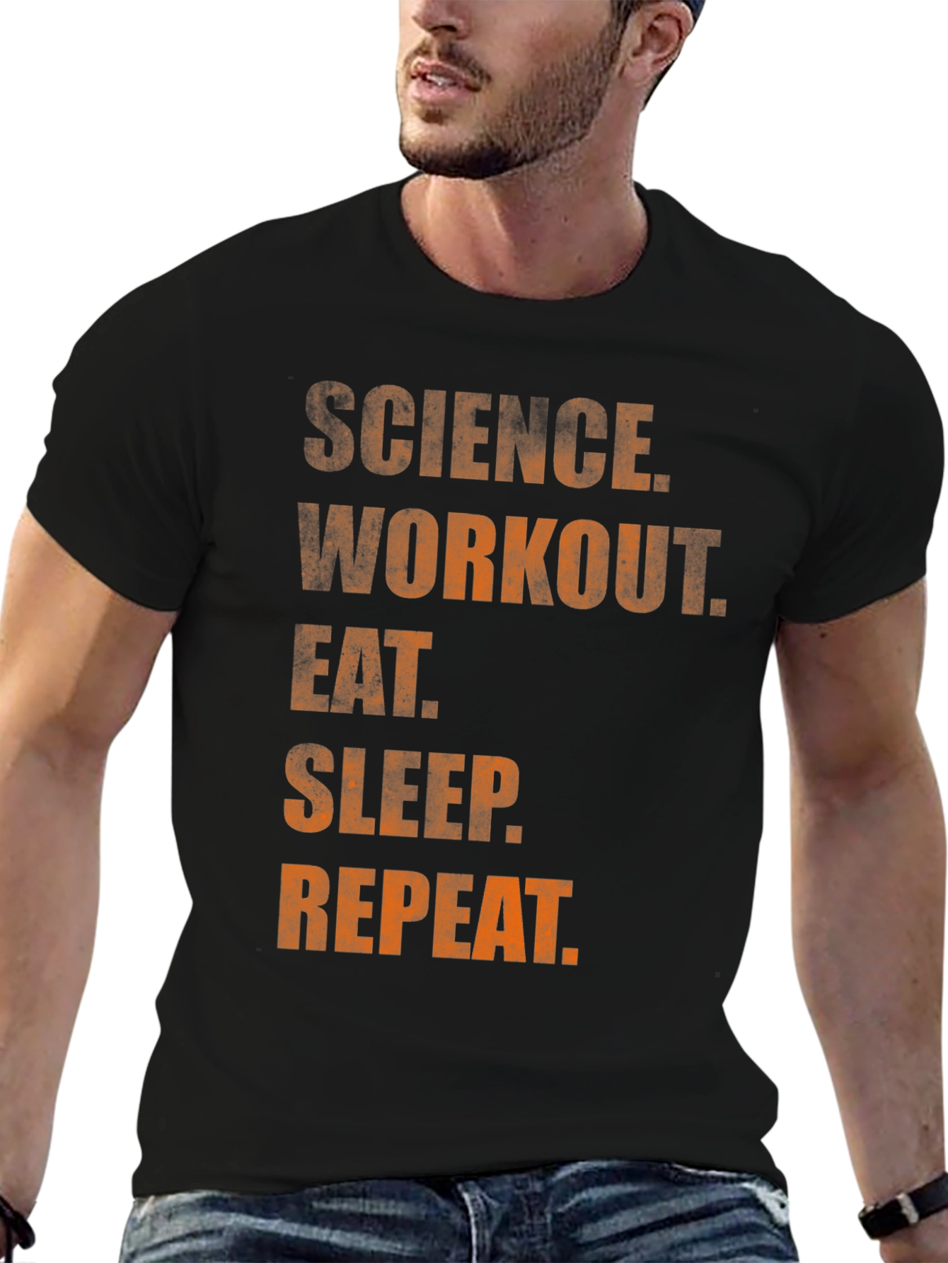 Science Workout Eat Sleep Repeat Graphic Tee