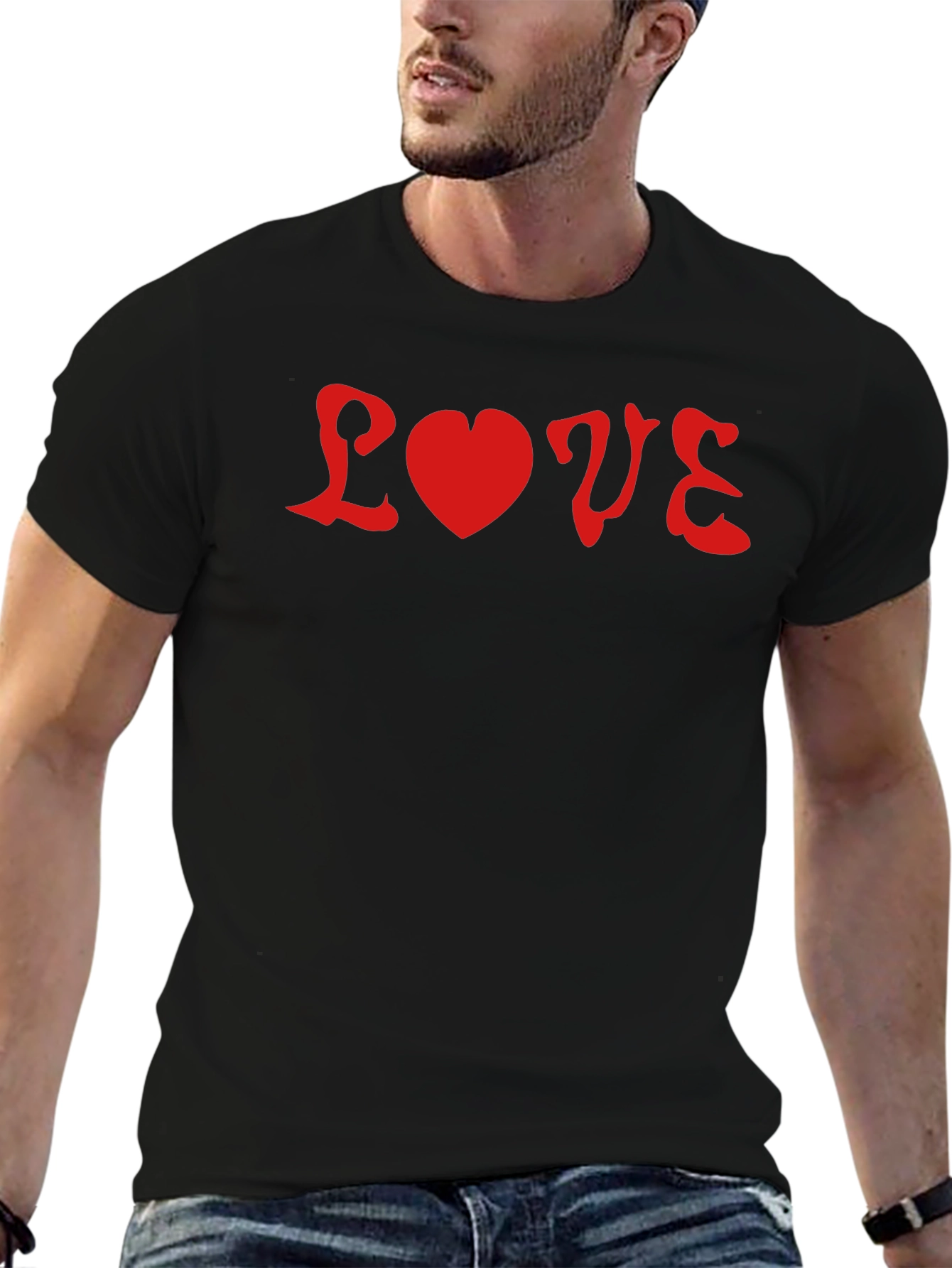 Love Graphic Tee - Red on Black