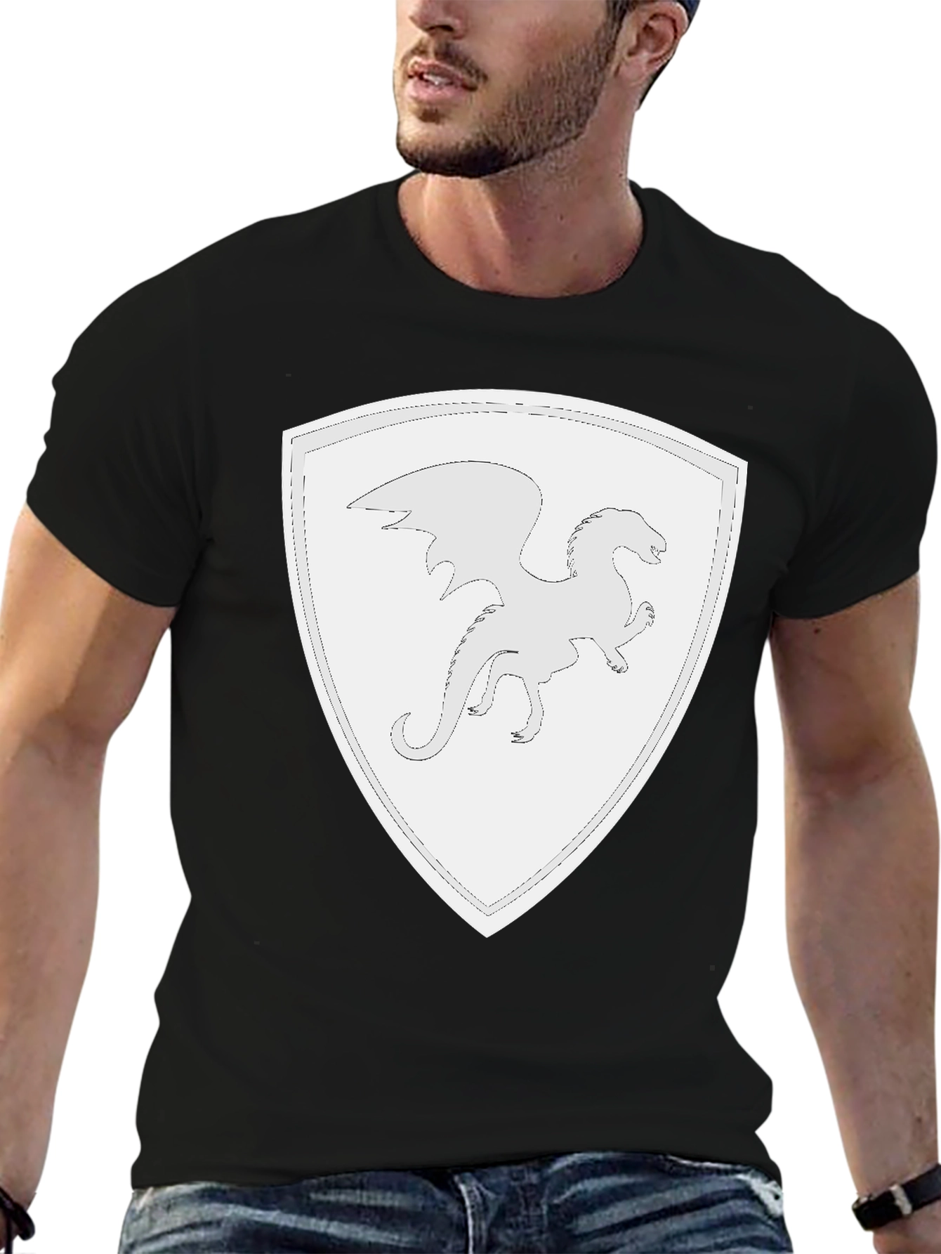 Dragon Shield Black T-Shirt - Fantasy Tee
