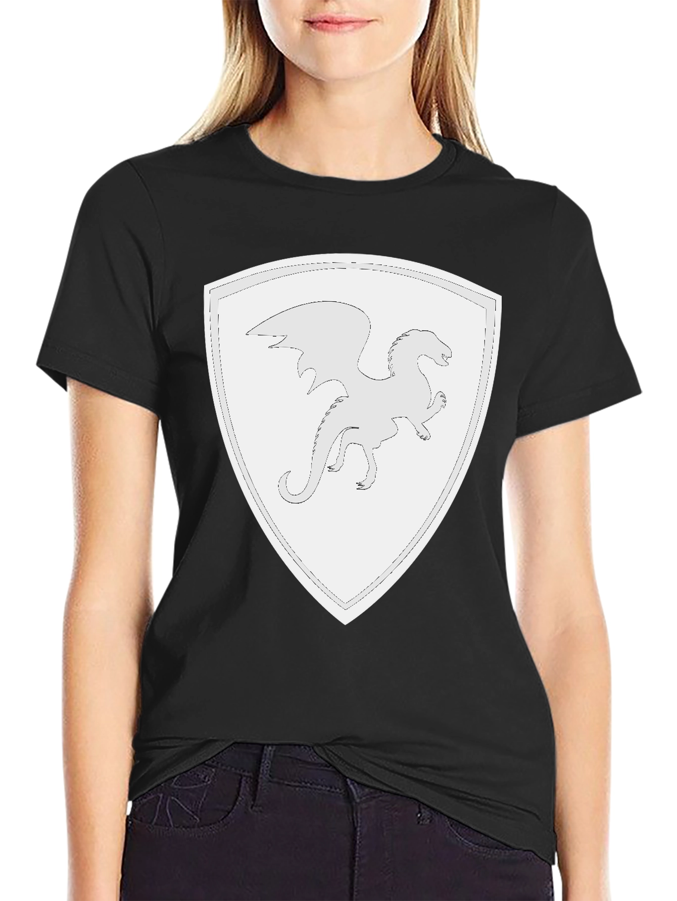 Dragon Shield Black T-Shirt - Fantasy Tee