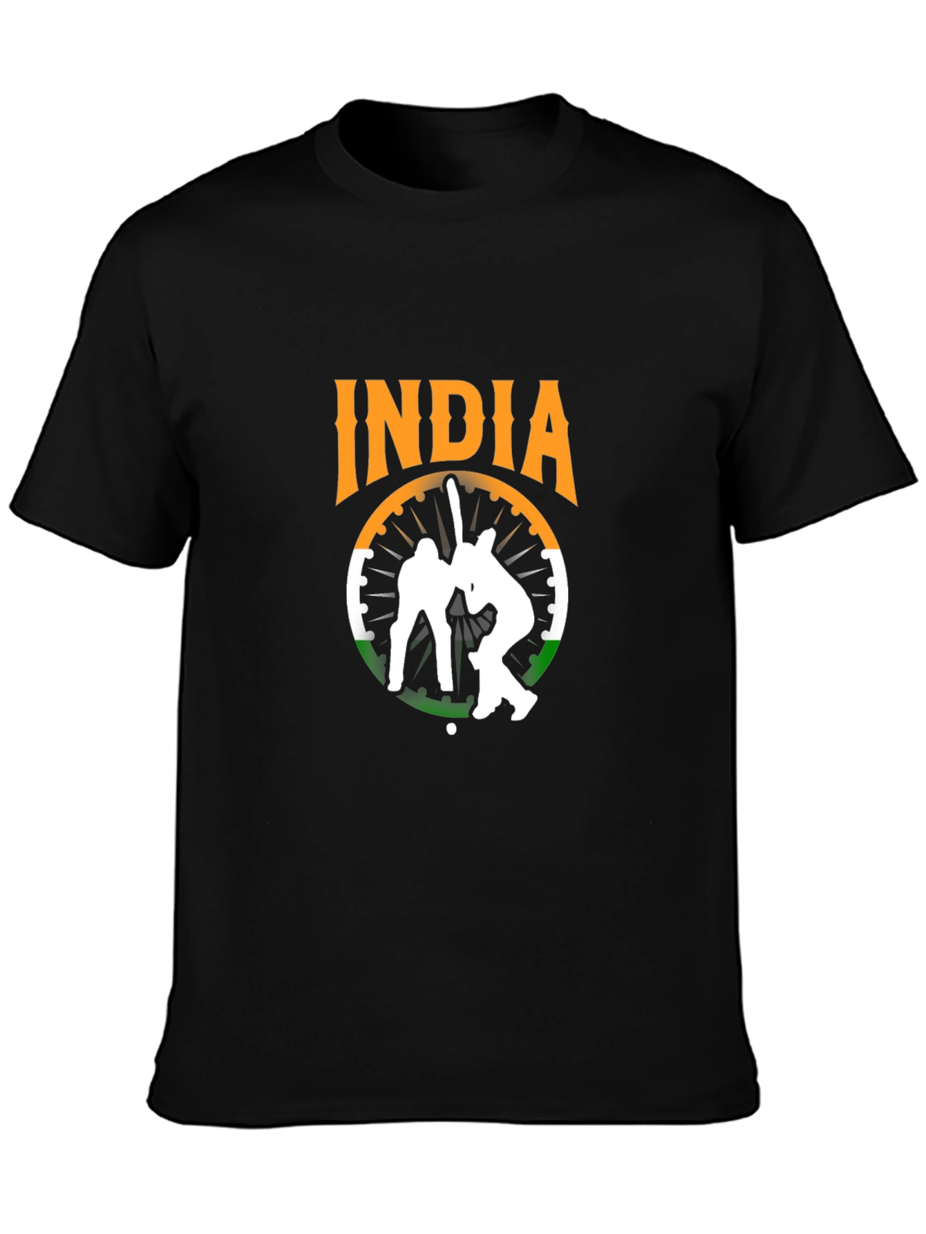 India Cricket Graphic Tee - Black Cotton T-Shirt