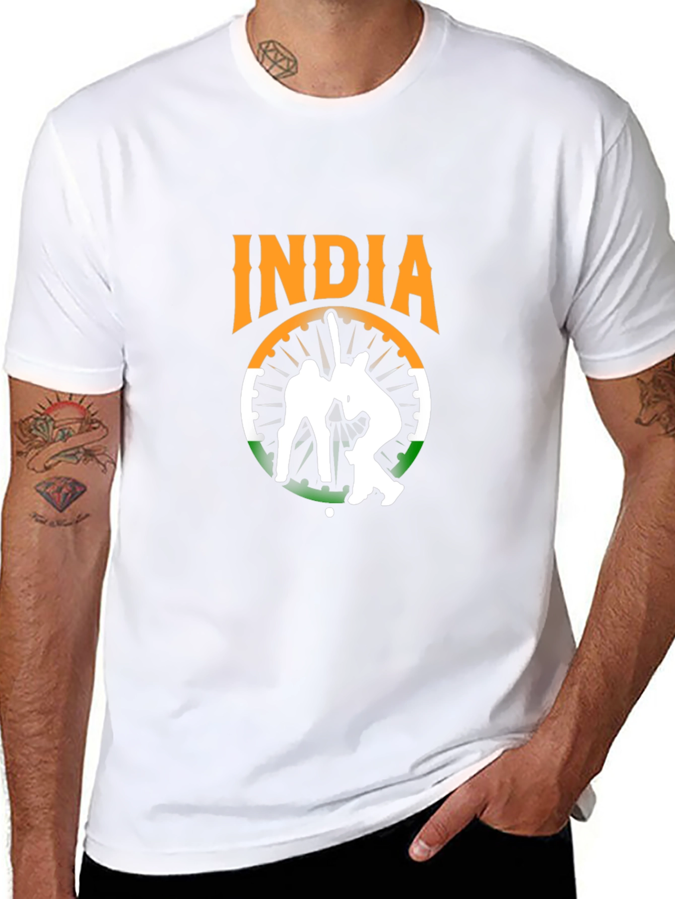 India Cricket Graphic Tee - Black Cotton T-Shirt