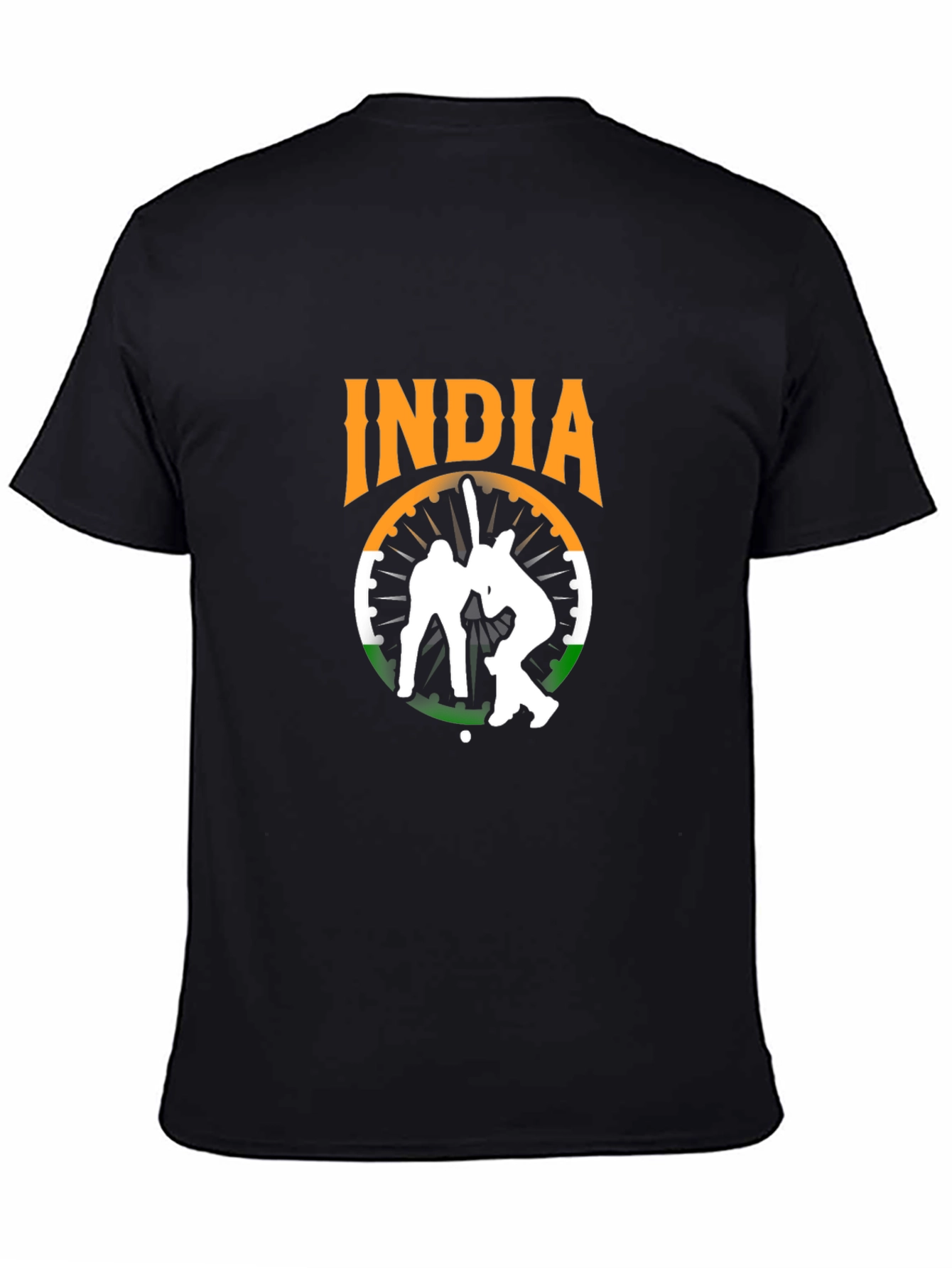 India Cricket Graphic Tee - Black Cotton T-Shirt