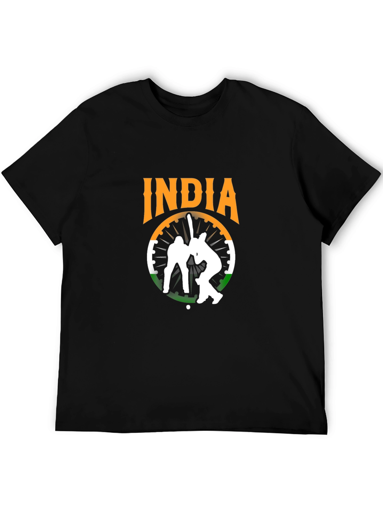 India Cricket Graphic Tee - Black Cotton T-Shirt