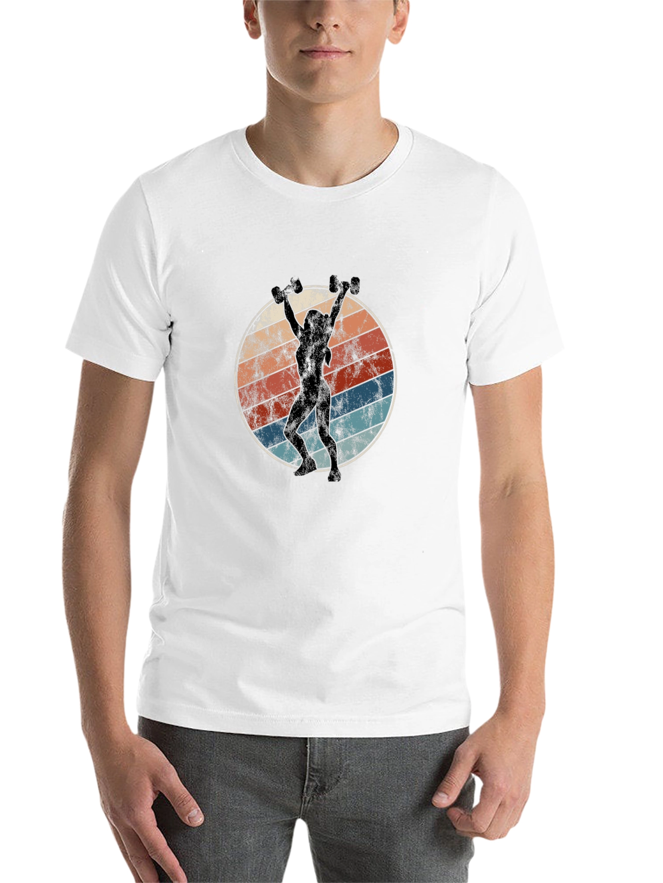 Retro Sunset Fitness T-Shirt - Black