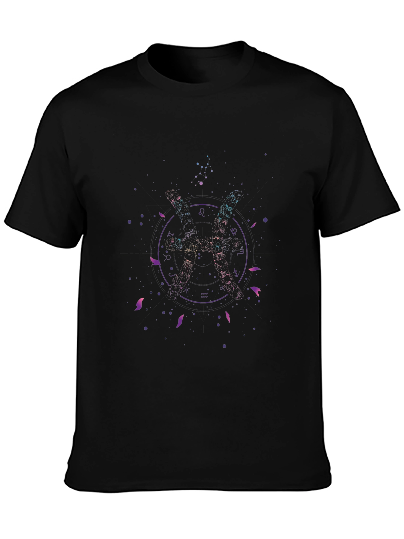 Zodiac Sign Graphic Tee - Stylish Black Cotton Blend