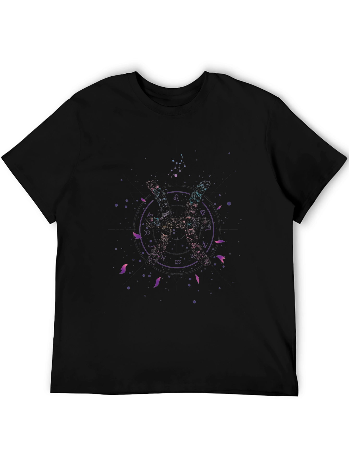 Zodiac Sign Graphic Tee - Stylish Black Cotton Blend