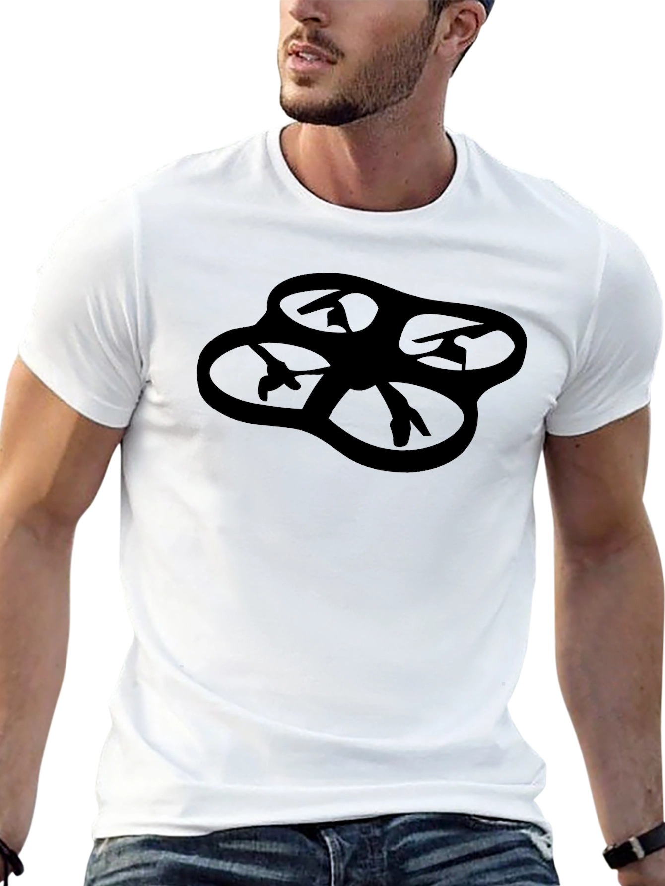 Drone Silhouette Black T-Shirt - Modern Style