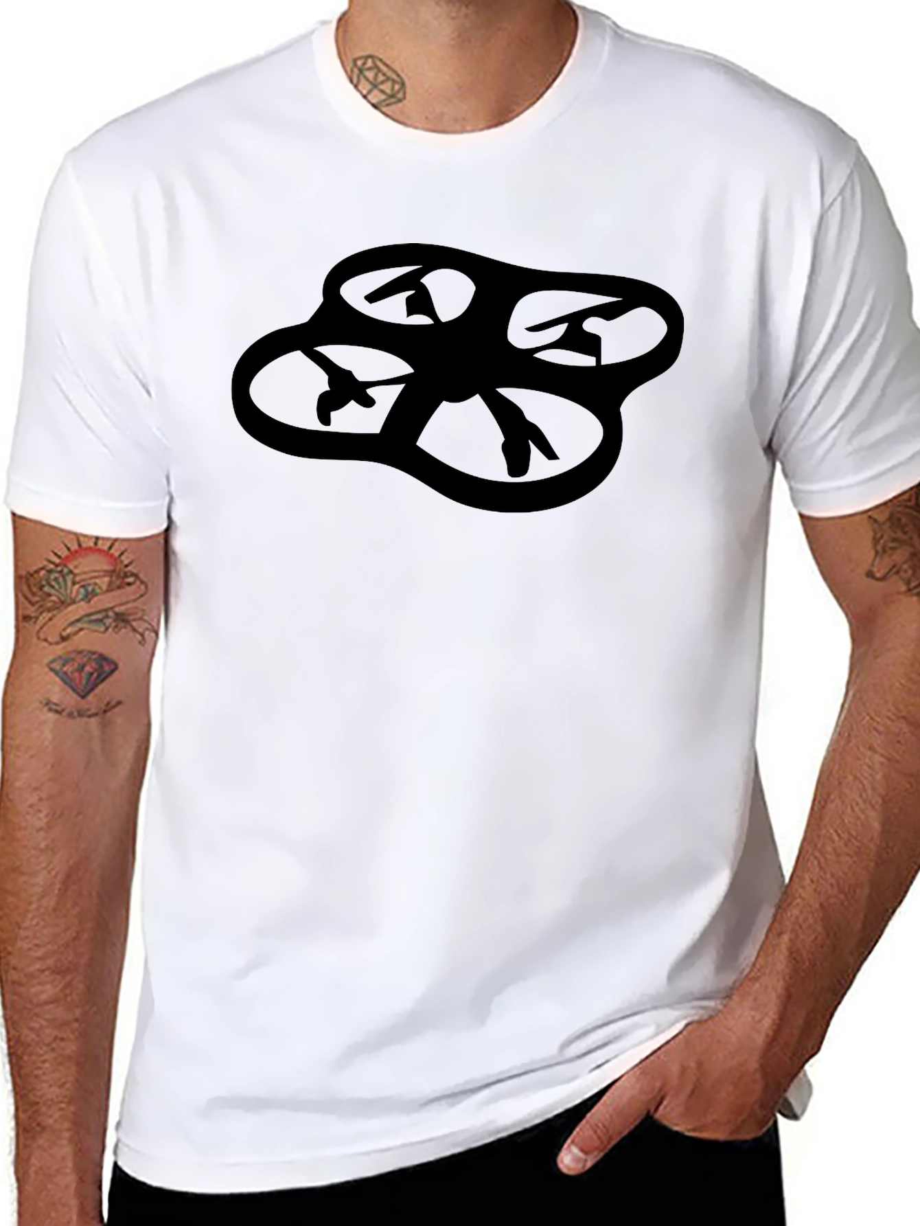 Drone Silhouette Black T-Shirt - Modern Style