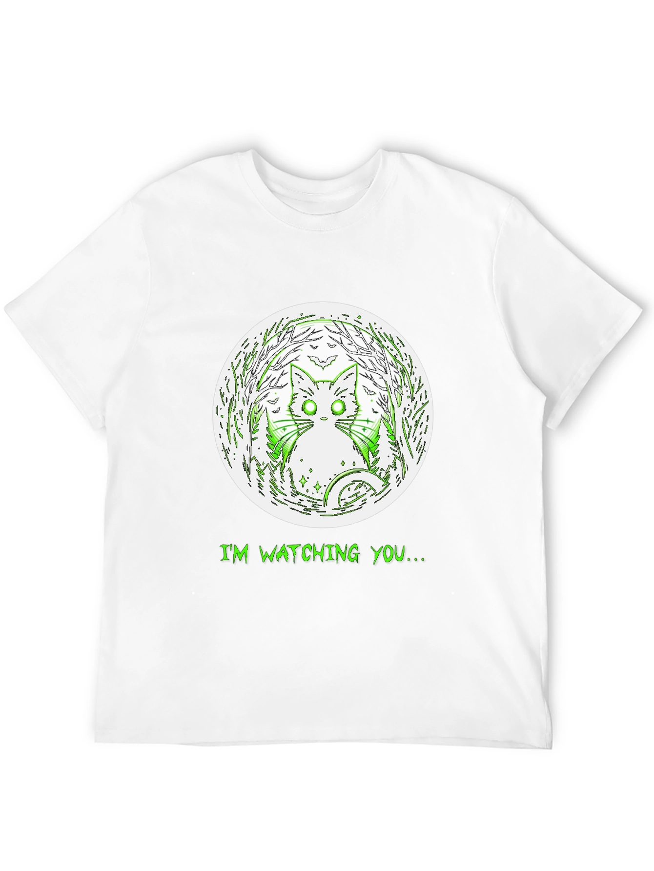 Watching Cat Graphic Tee - Mens Black T-Shirt
