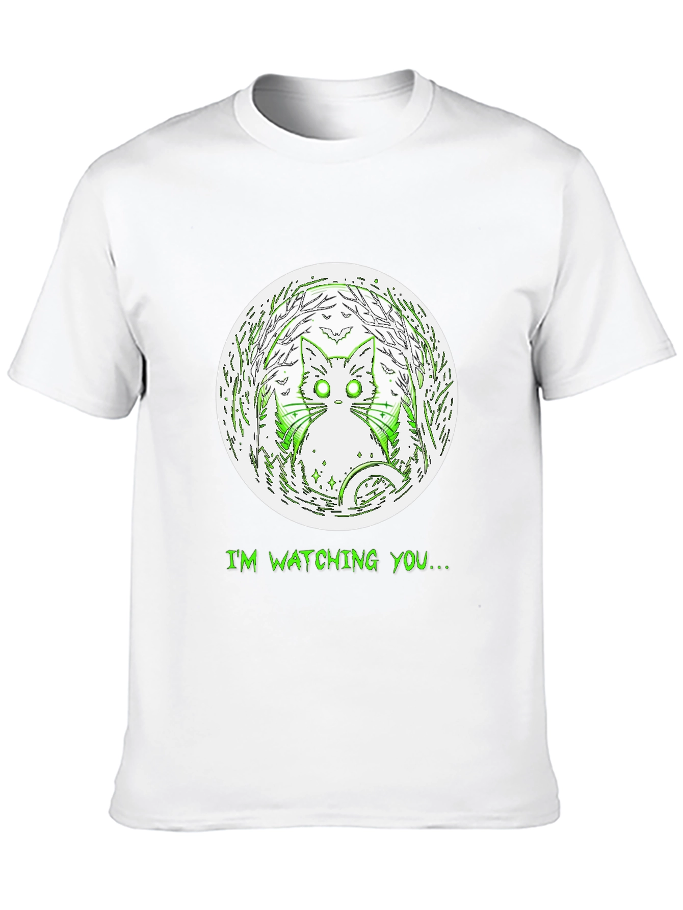Watching Cat Graphic Tee - Mens Black T-Shirt