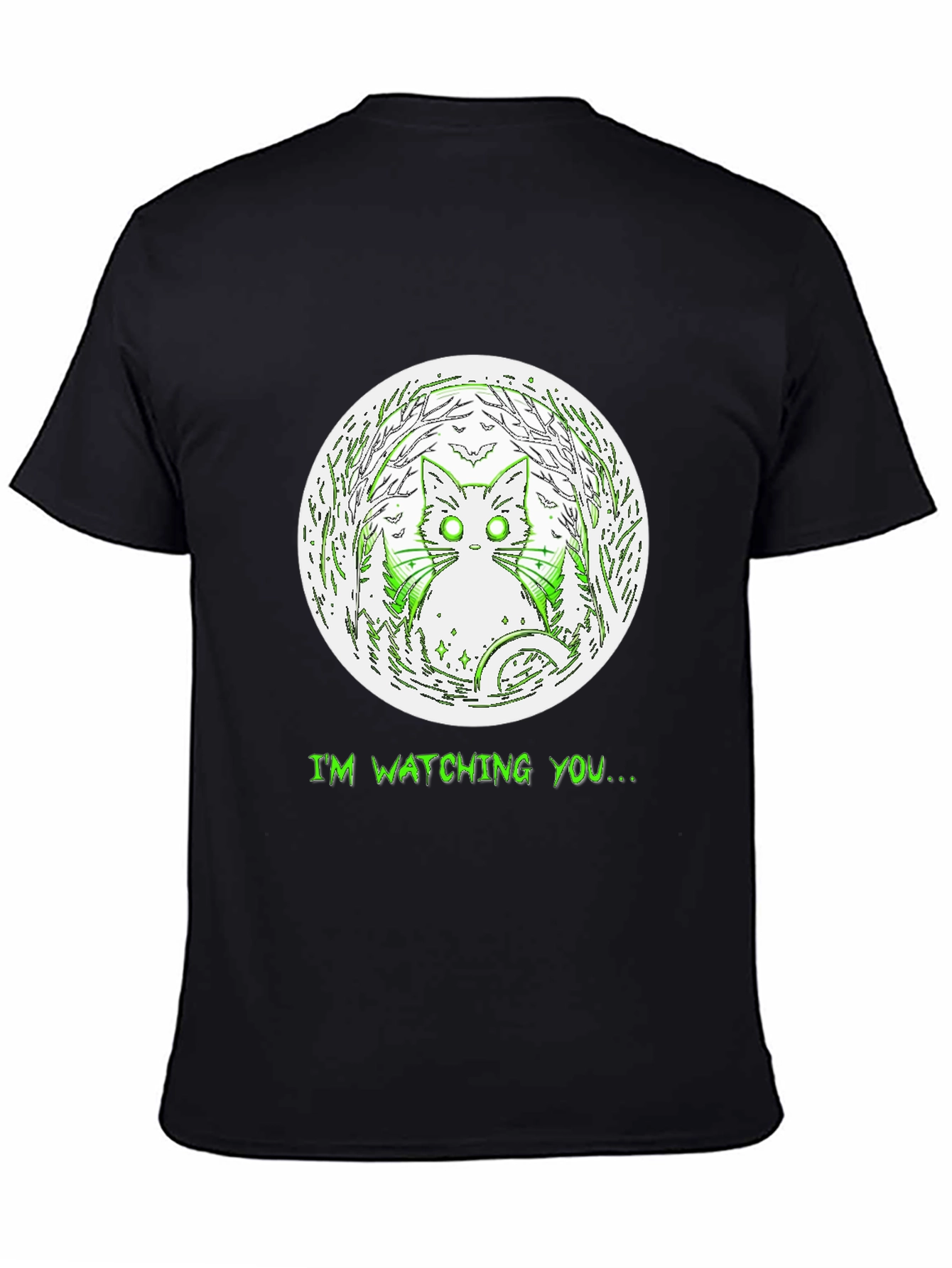 Watching Cat Graphic Tee - Mens Black T-Shirt