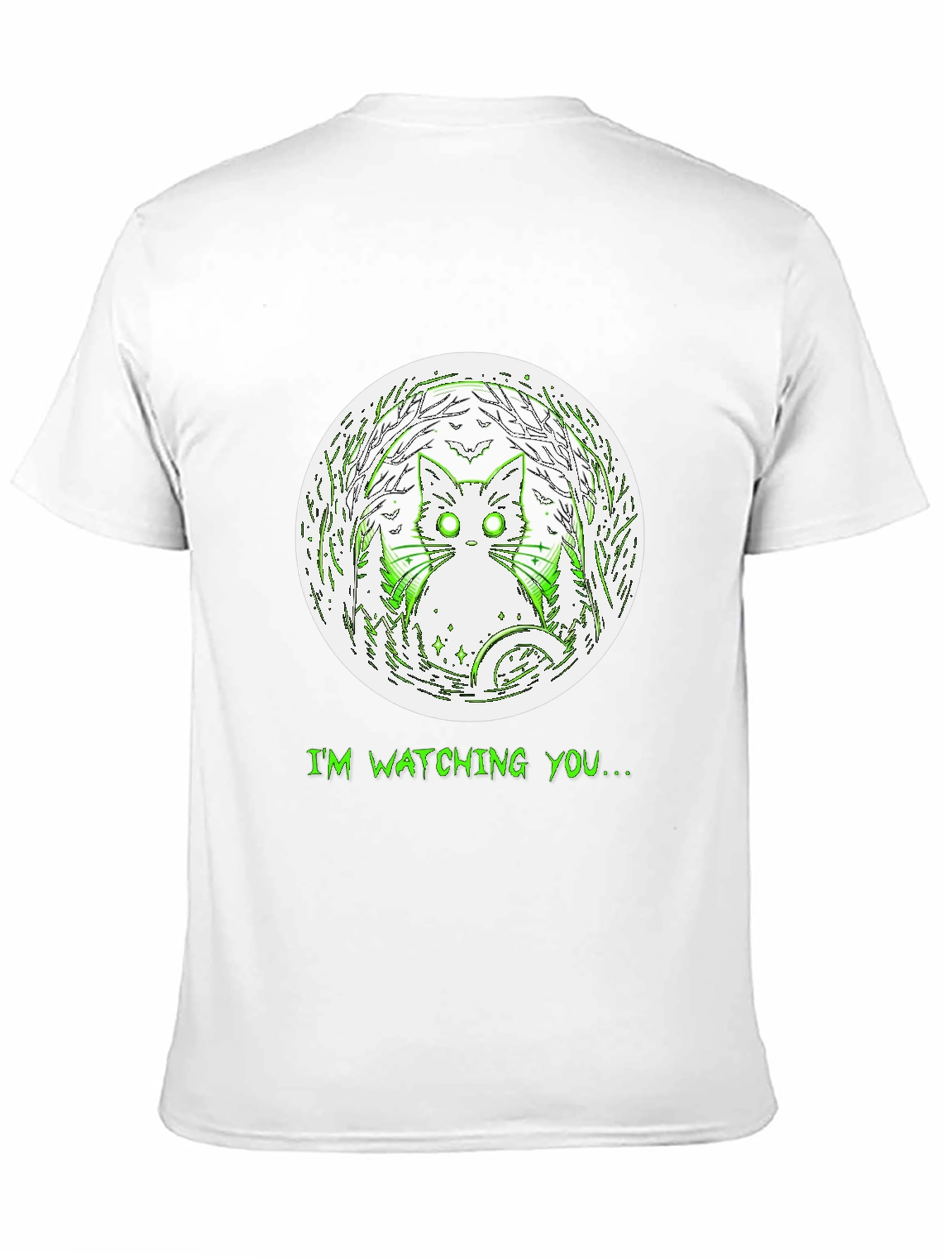Watching Cat Graphic Tee - Mens Black T-Shirt