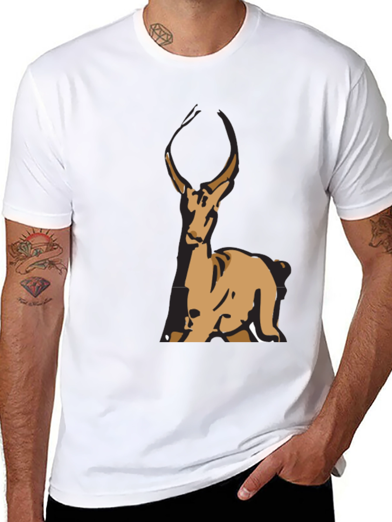 Deer Graphic Black T-Shirt - Casual Wear
