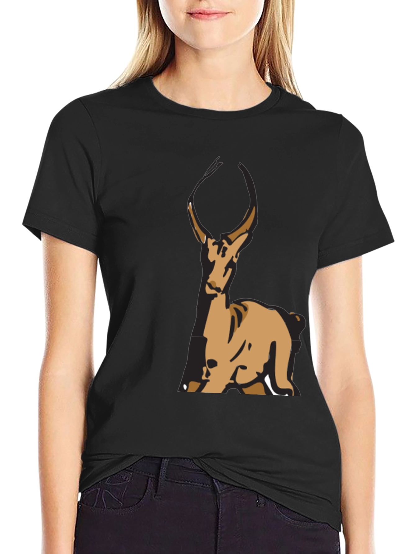 Deer Graphic Black T-Shirt - Casual Wear