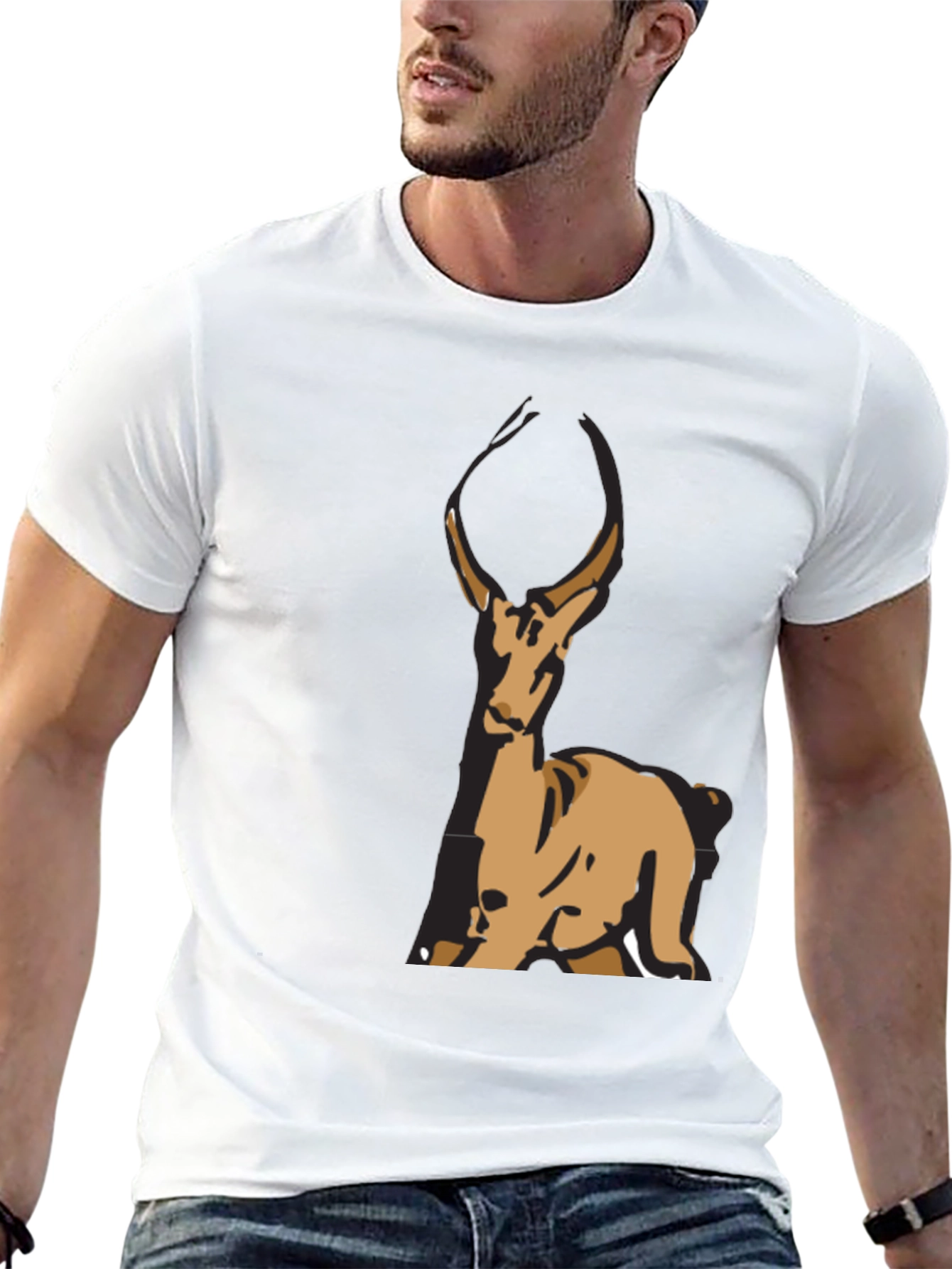 Deer Graphic Black T-Shirt - Casual Wear