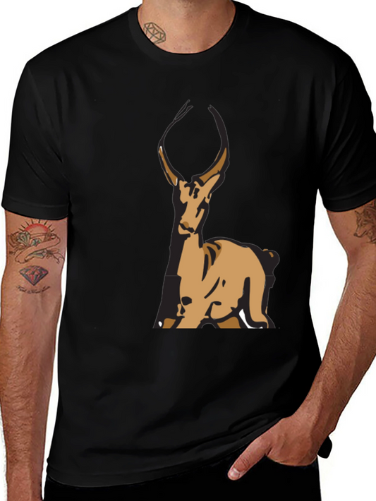 Deer Graphic Black T-Shirt - Casual Wear